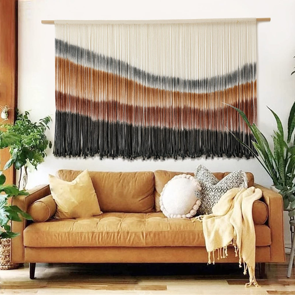 Flber Large Tie-Dye Macrame Wall Hanging Tapestry 57"×35", Boho Home Wall Decor