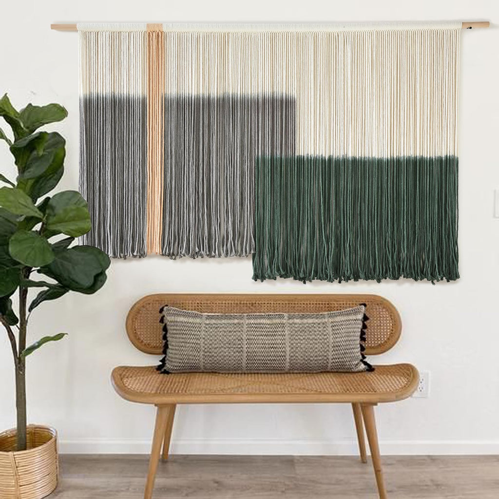 Flber Large Tie-Dye Macrame Wall Hanging Tapestry 57"×35", Boho Home Wall Decor