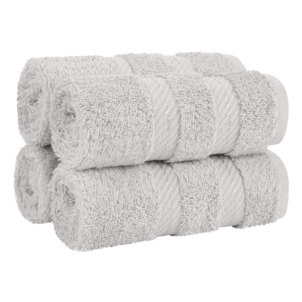 American Soft Linen Luxury 6 Piece Towel Set, 2 Bath Towels 2 Hand Towel 2 Washcloths, 600 GSM 100% Cotton Turkish Towels for Bathroom, Light Grey Towel Sets