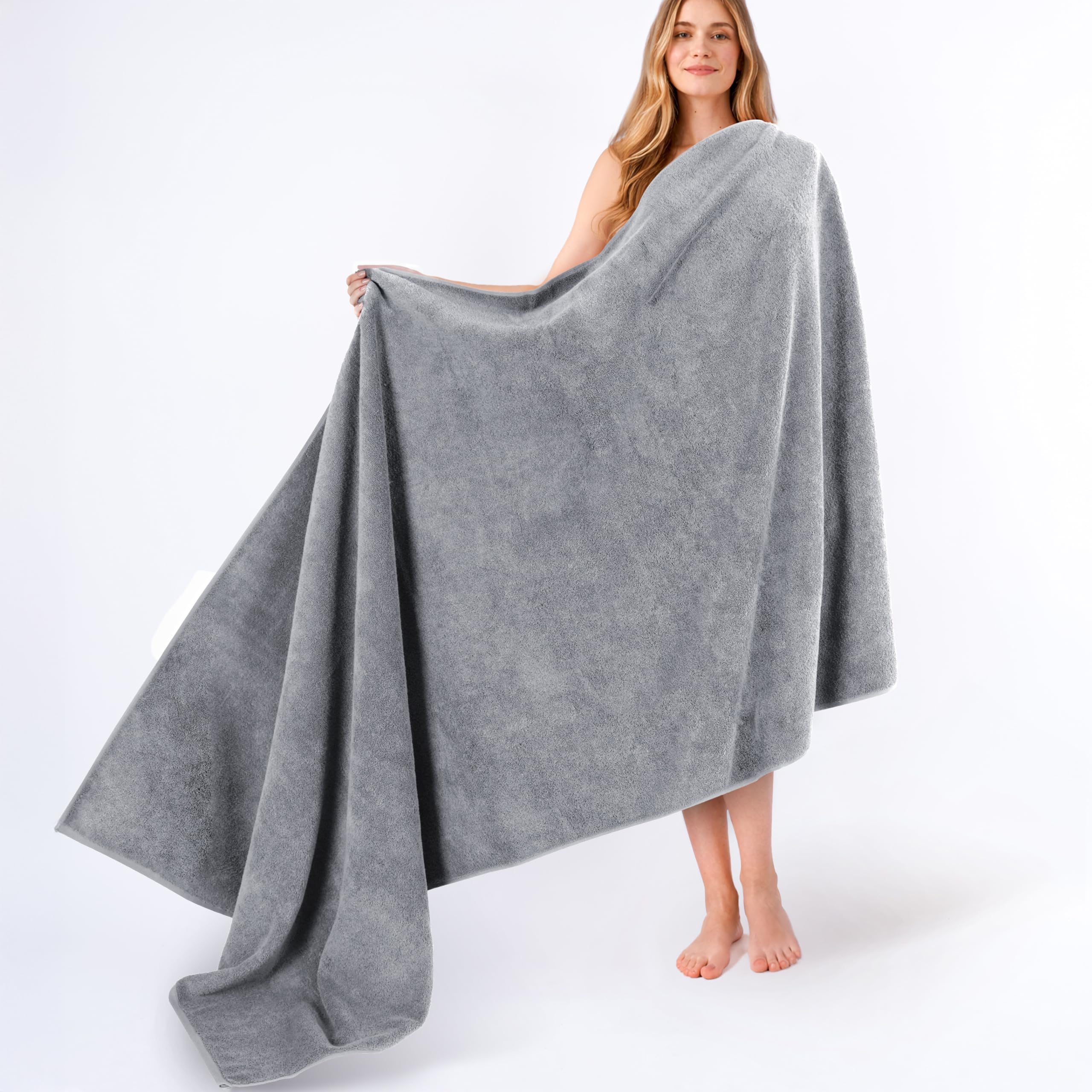 American Soft Linen Luxury 4 Piece Bath Towel Set, 600 GSM 100% Cotton Turkish Bath Towels for Bathroom, 27x54 in Large Bathroom Shower Towels, Dark Gray