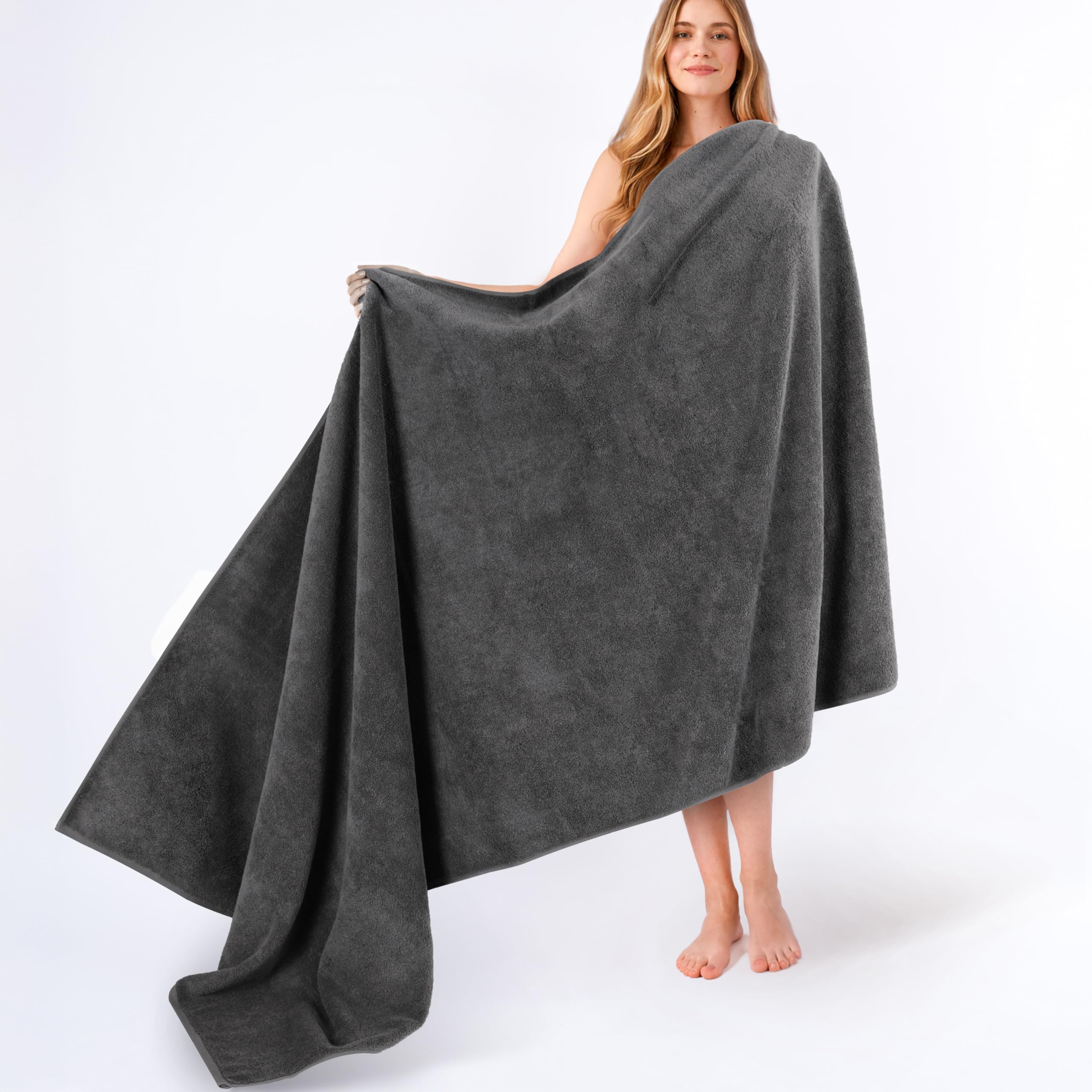 American Soft Linen Luxury 6 Piece Towel Set, 2 Bath Towels 2 Hand Towel 2 Washcloths, 600 GSM 100% Cotton Turkish Towels for Bathroom, Black Towel Sets