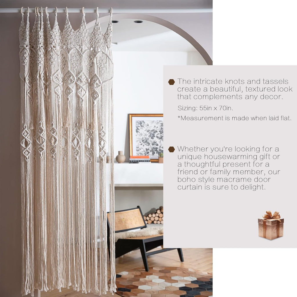 koyoyo Macrame Doorway Curtain Large Wall Hanging Tassels Room Divider for Closet Boho Window for Wedding Backdrops Art Decor Backyard Beige Betsy