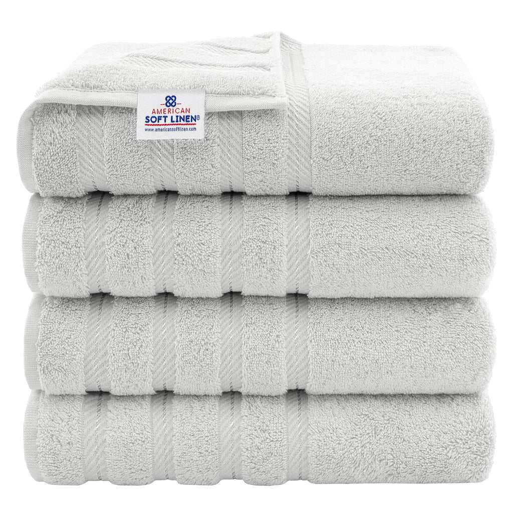 American Soft Linen Luxury 6 Piece Towel Set, 2 Bath Towels 2 Hand Towel 2 Washcloths, 600 GSM 100% Cotton Turkish Towels for Bathroom, Black Towel Sets
