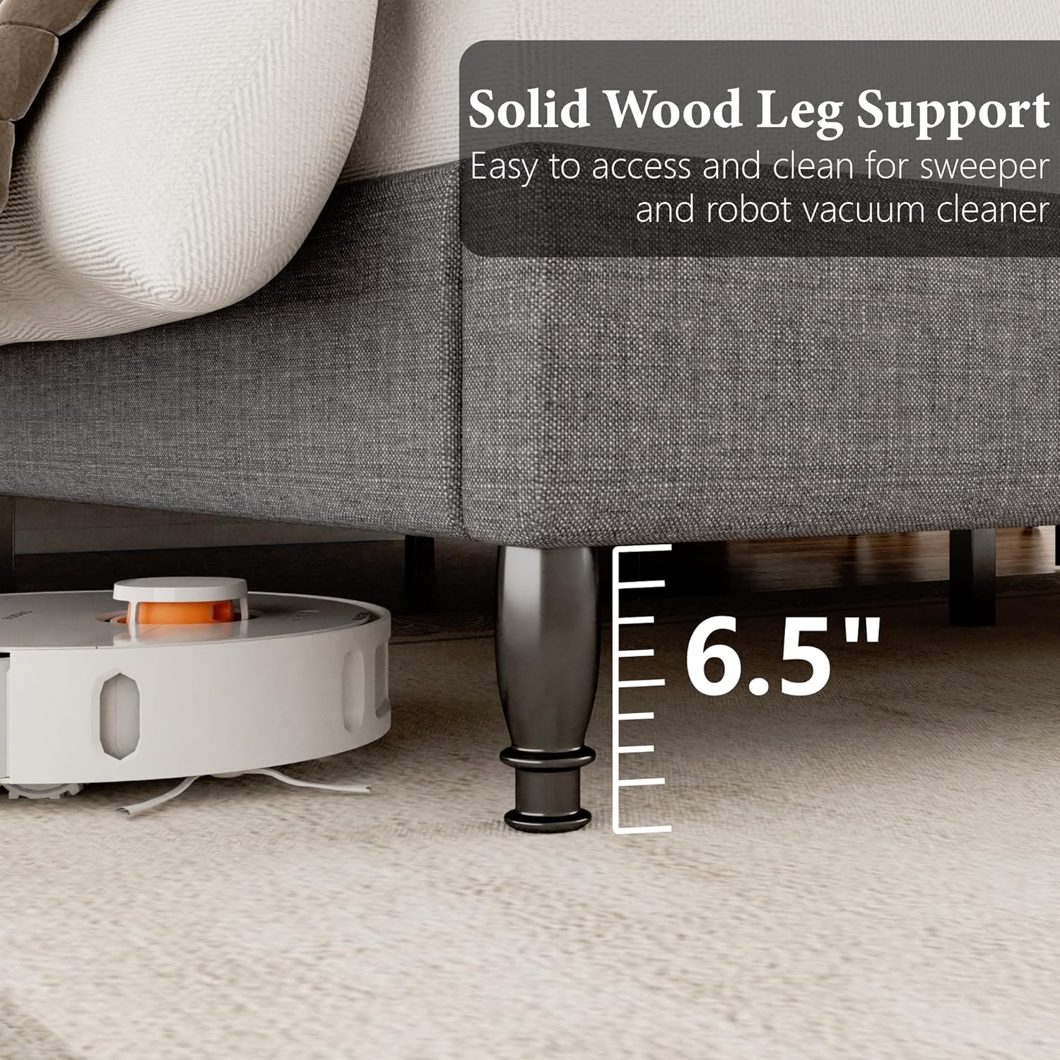 Queen Size Bed Frame with 50.4" Tall Wingback Headboard, Upholstered Platform Bed Frame with Arched Tufted Design, No Box Spring Needed, 1000lbs Heavy Duty Support, Easy Assembly, Light Grey