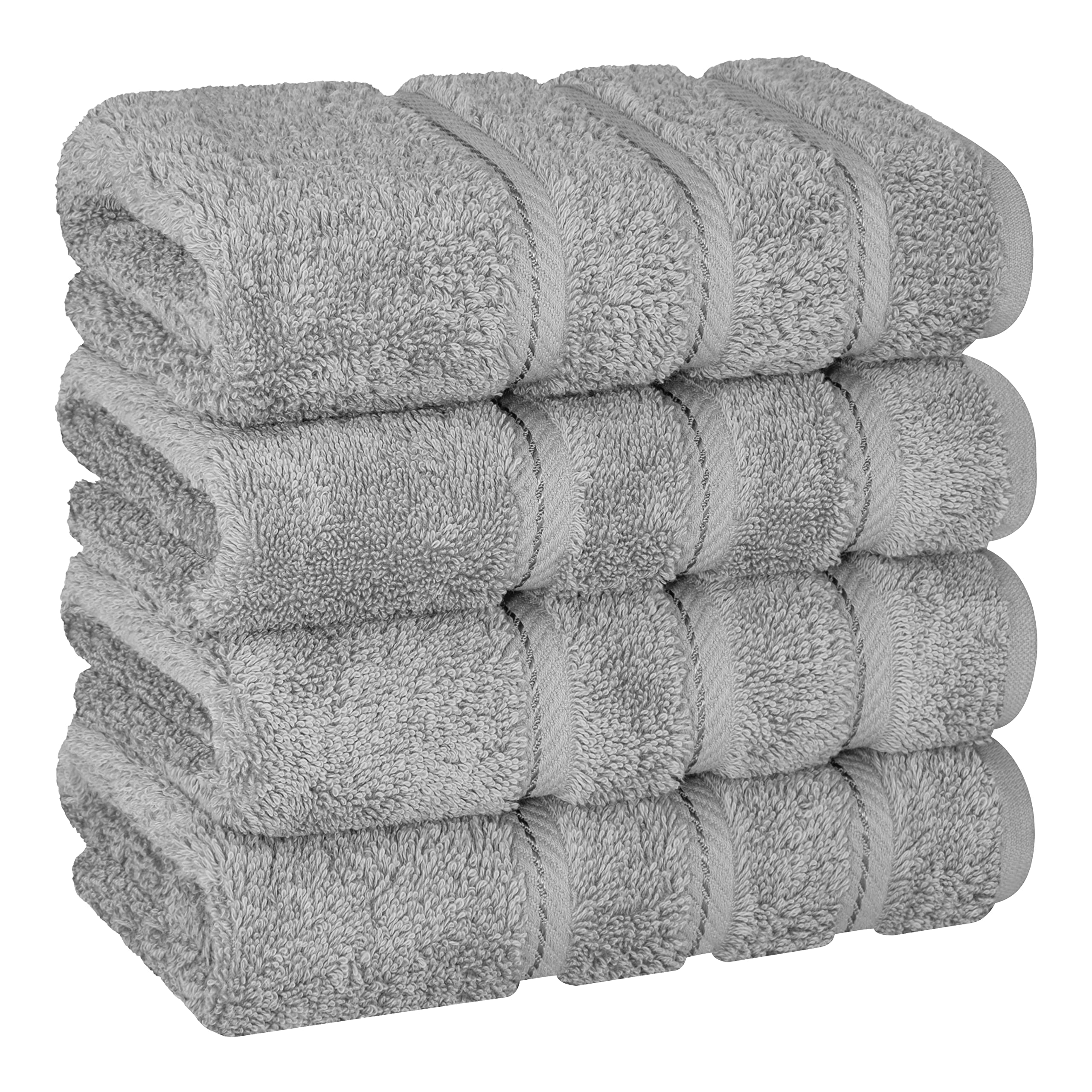 American Soft Linen Luxury 6 Piece Towel Set, 2 Bath Towels 2 Hand Towel 2 Washcloths, 600 GSM 100% Cotton Turkish Towels for Bathroom, Light Grey Towel Sets