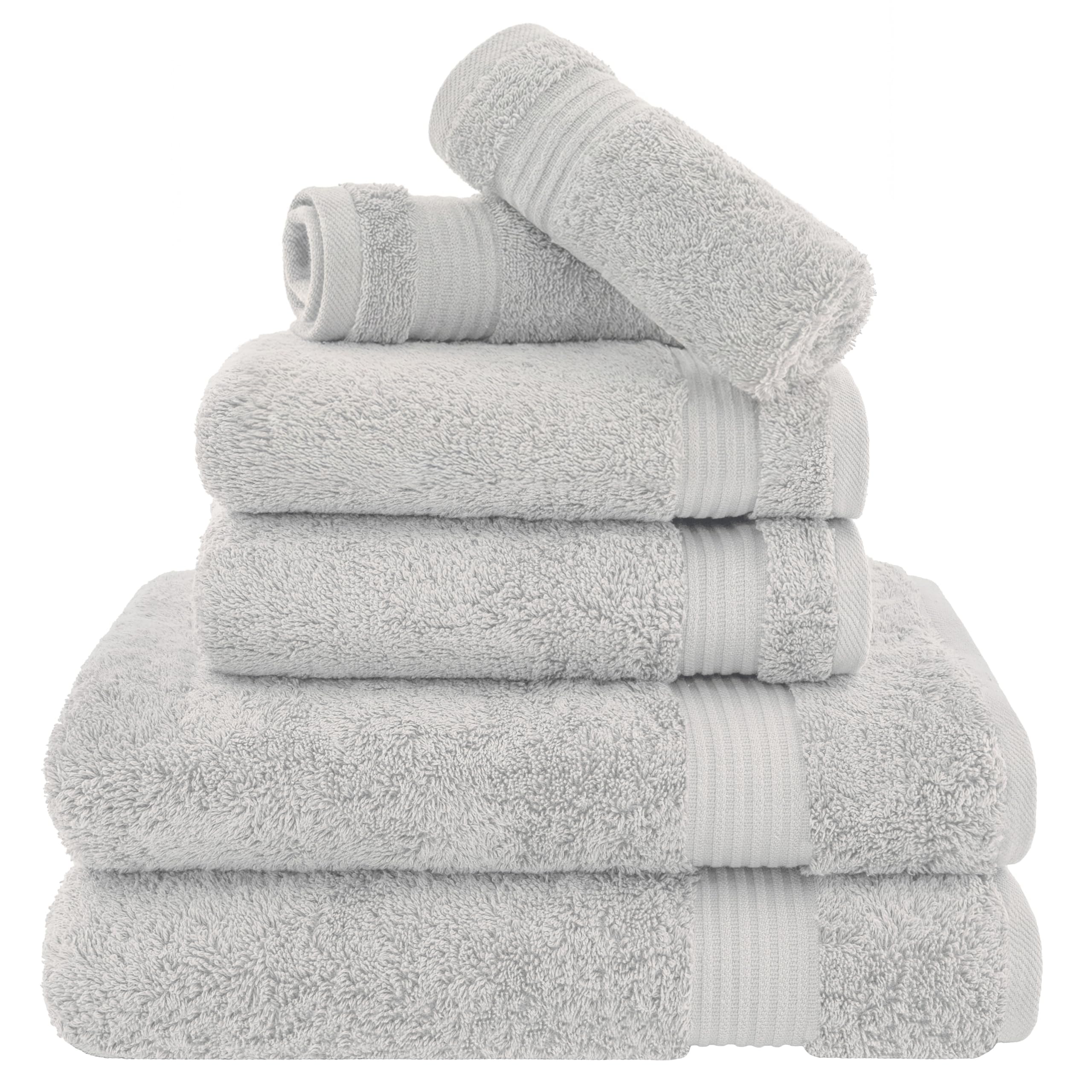 Cotton Paradise 100% Cotton Turkish Towel Set, Soft Absorbent Quick Dry, 6 Piece Towel Set, Snow White