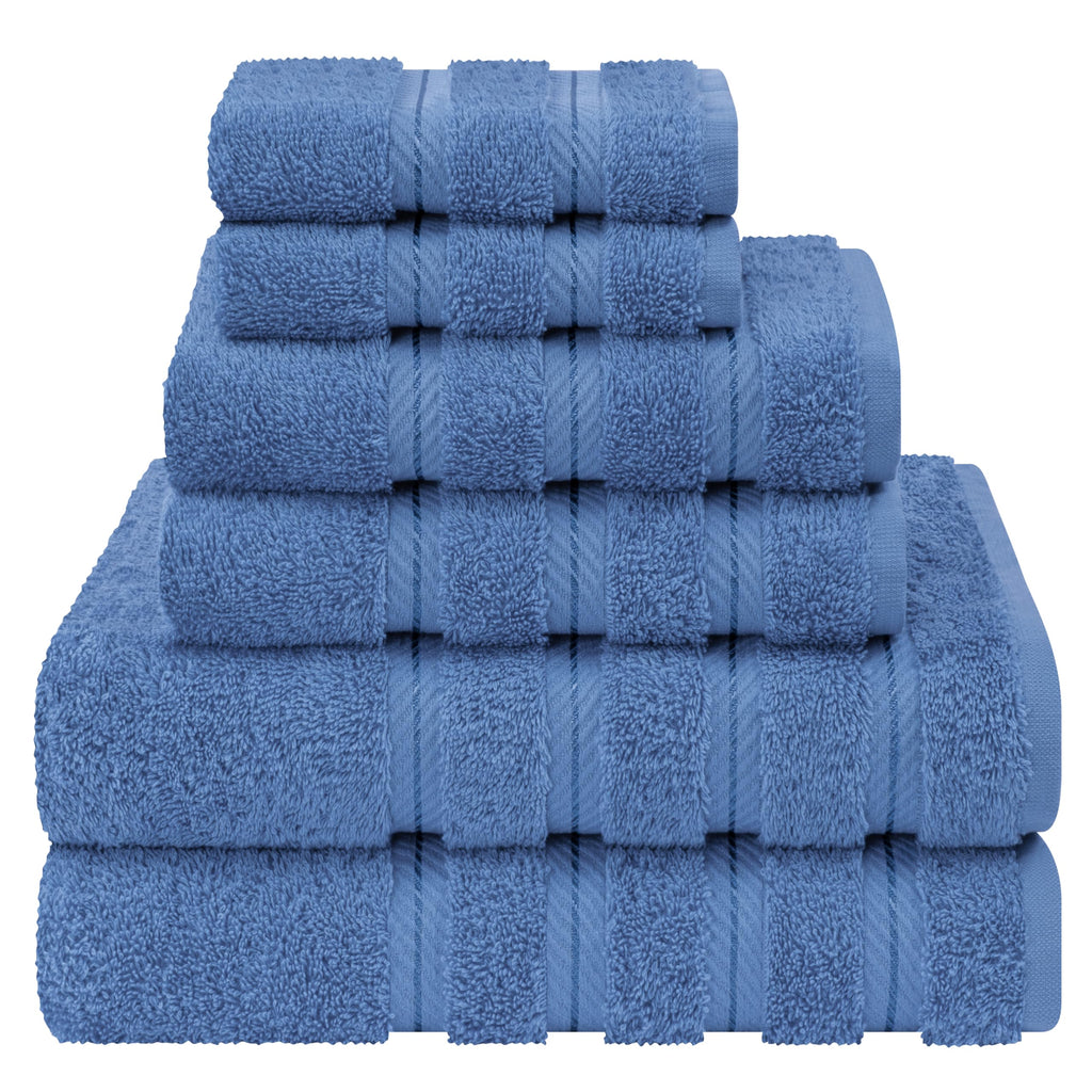 American Soft Linen Luxury 6 Piece Towel Set, 2 Bath Towels 2 Hand Towel 2 Washcloths, 600 GSM 100% Cotton Turkish Towels for Bathroom, Light Grey Towel Sets