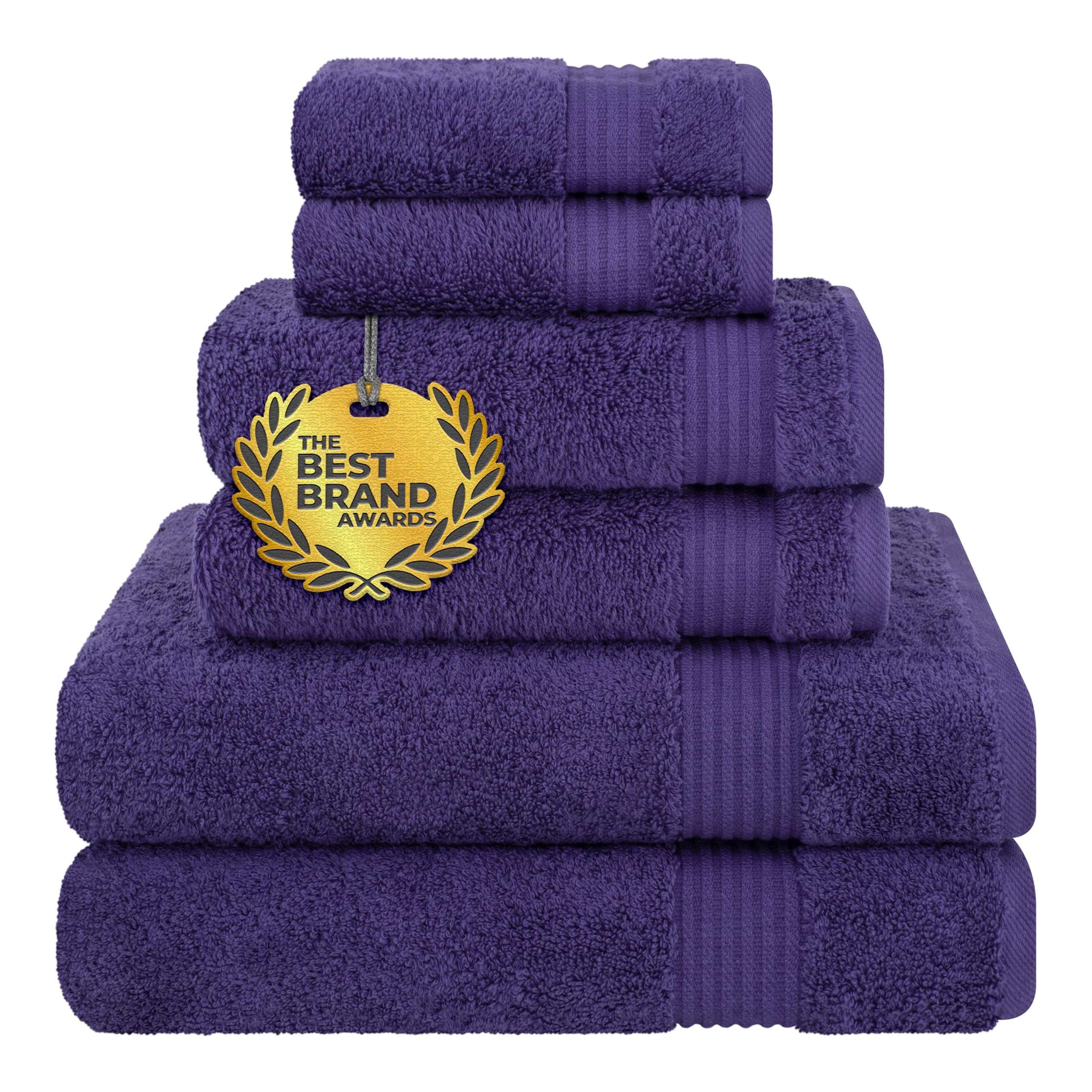 Cotton Paradise 100% Cotton Turkish Towel Set, Soft Absorbent Quick Dry, 6 Piece Towel Set, Navy Blue