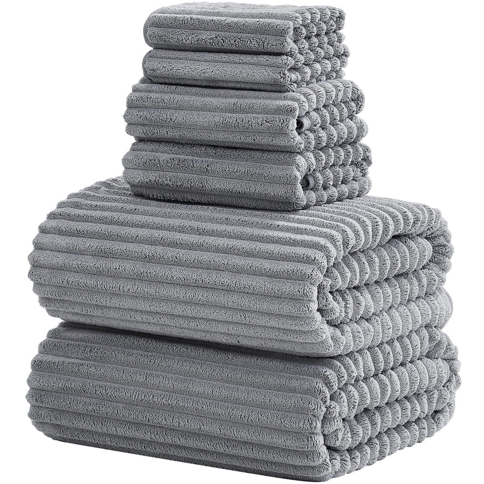 Extra Large Bath Towel Set of 6 (40"x80"),Oversized Bath Sheet Super Soft Highly Absorbent Microfibers Quick Dry Luxury Shower Towel for Bathroom Spa Gym Hotel Yoga (Charcoal Gray, 6Piece)
