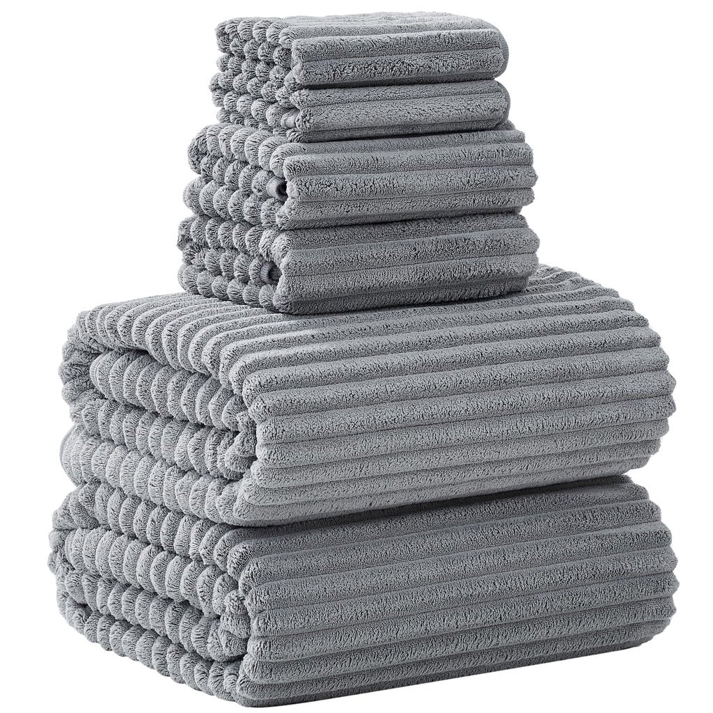 Extra Large Bath Towel Set of 6 (40"x80"),Oversized Bath Sheet Super Soft Highly Absorbent Microfibers Quick Dry Luxury Shower Towel for Bathroom Spa Gym Hotel Yoga (Charcoal Gray, 6Piece)