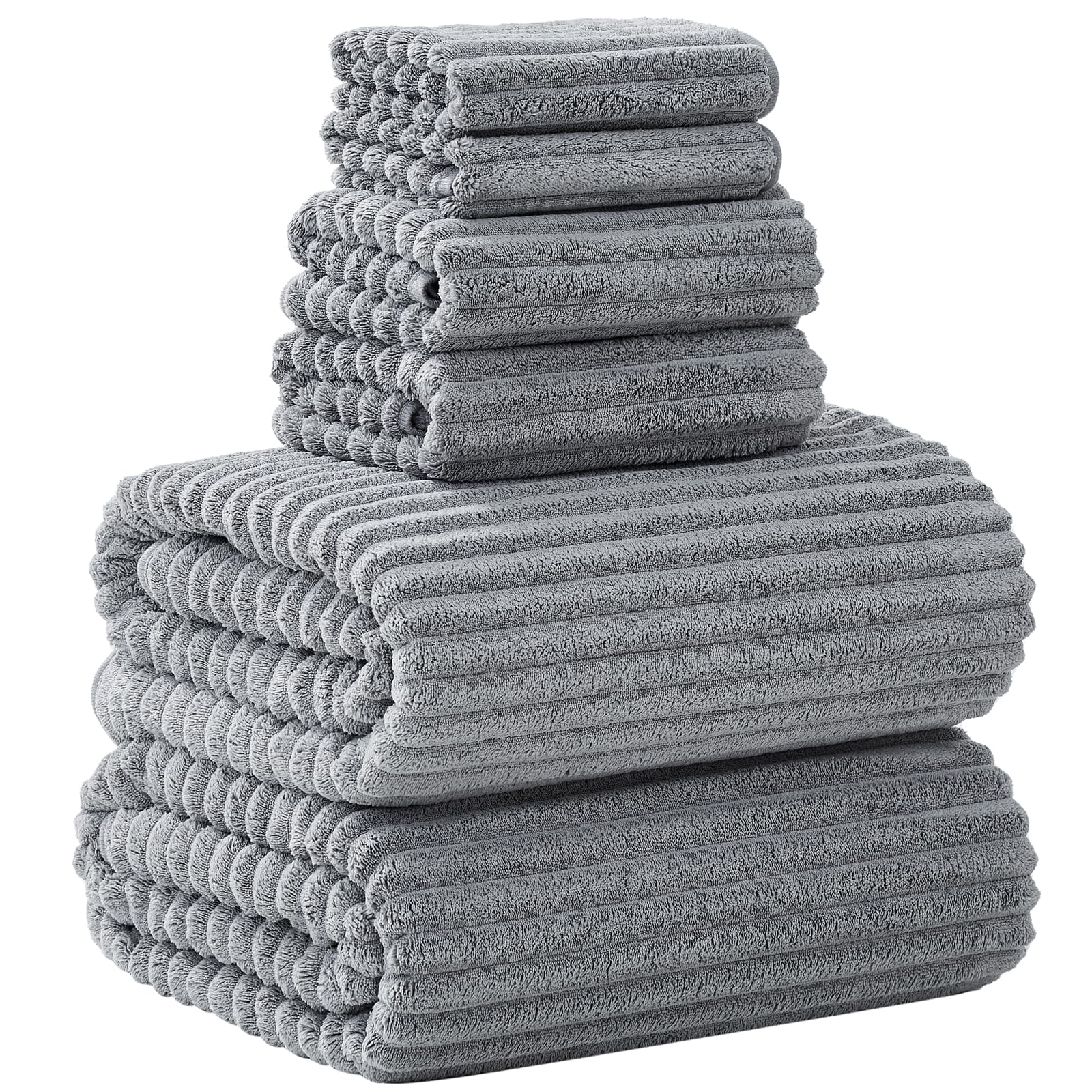 Extra Large Bath Towel Set of 6 (40"x80"),Oversized Bath Sheet Super Soft Highly Absorbent Microfibers Quick Dry Luxury Shower Towel for Bathroom Spa Gym Hotel Yoga (Charcoal Gray, 6Piece)
