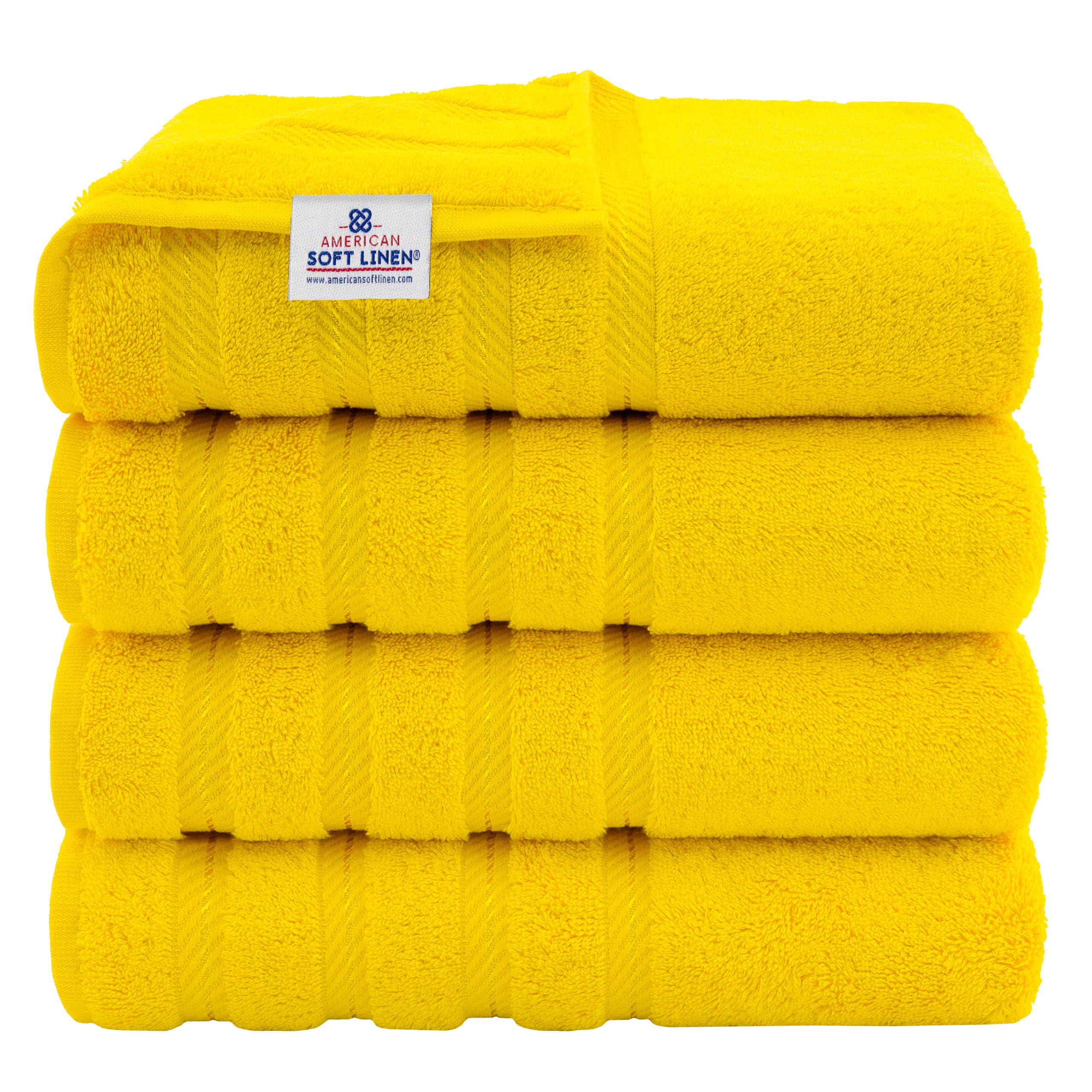 American Soft Linen Luxury 6 Piece Towel Set, 2 Bath Towels 2 Hand Towel 2 Washcloths, 600 GSM 100% Cotton Turkish Towels for Bathroom, Light Grey Towel Sets