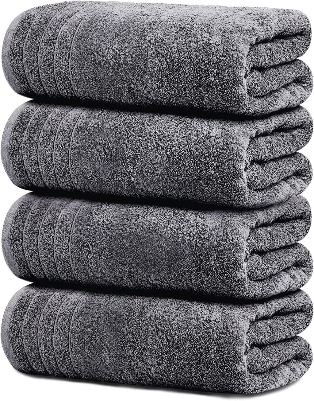 Tens Towels 4 Pack Dark Grey 100% Cotton Extra Large Bath Towels 30×60 Inch Quick Dry Soft Towels