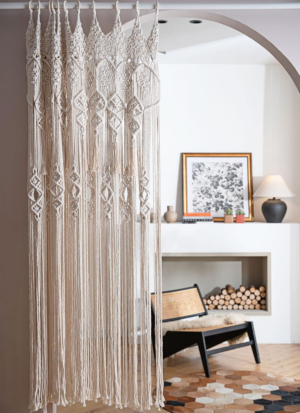 koyoyo Macrame Doorway Curtain Large Wall Hanging Tassels Room Divider for Closet Boho Window for Wedding Backdrops Art Decor Backyard Beige Betsy