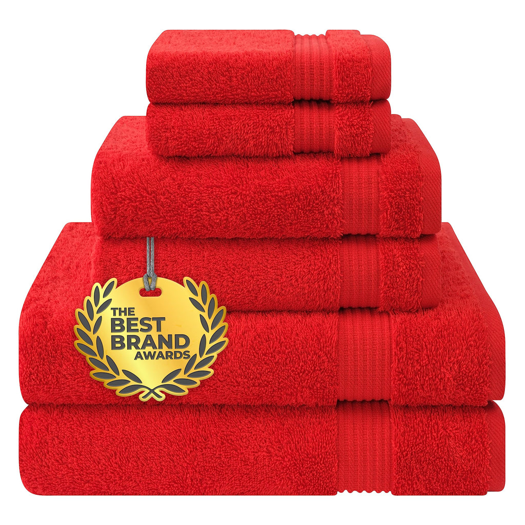 Cotton Paradise 100% Cotton Turkish Towel Set, Soft Absorbent Quick Dry, 6 Piece Towel Set, Navy Blue