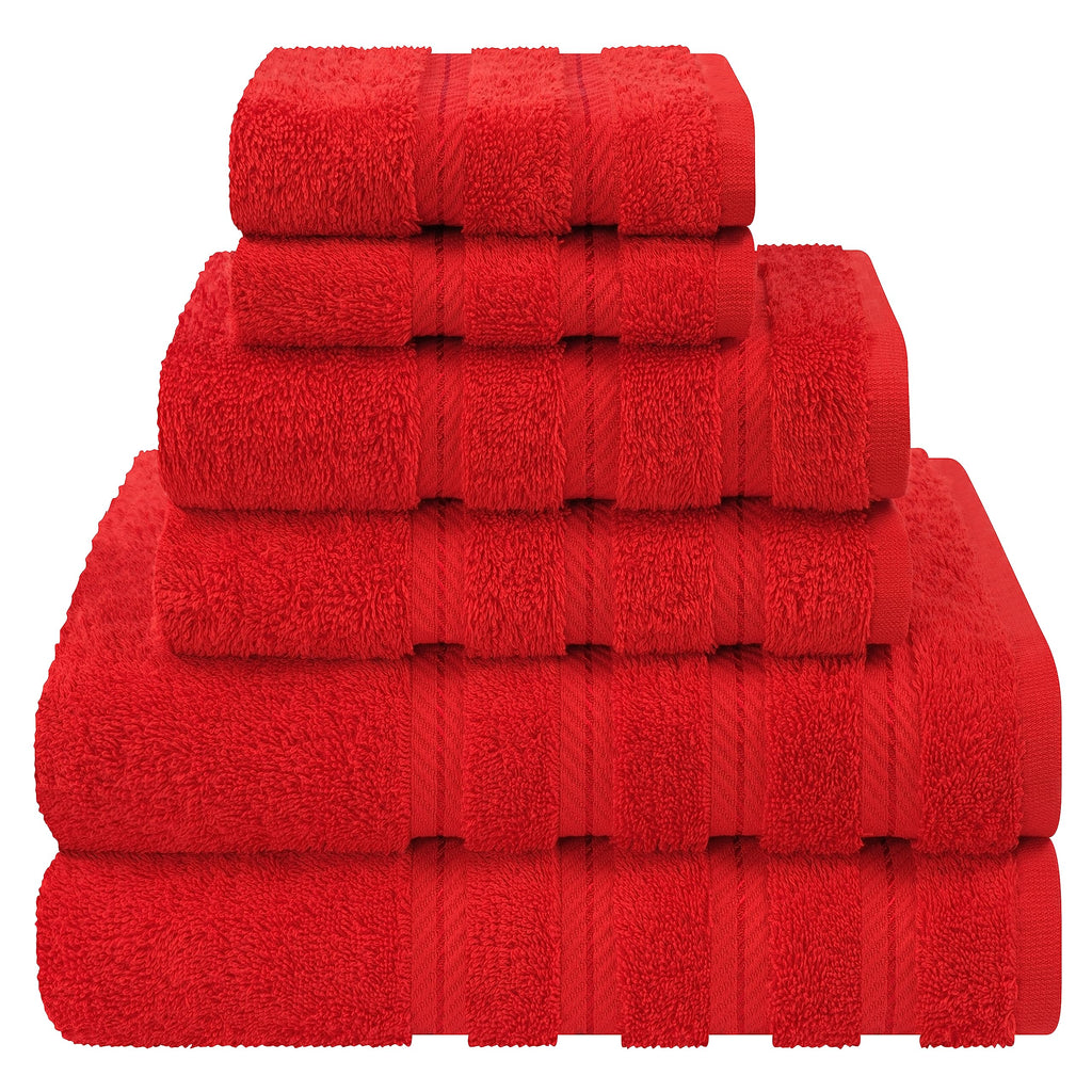 American Soft Linen Luxury 6 Piece Towel Set, 2 Bath Towels 2 Hand Towel 2 Washcloths, 600 GSM 100% Cotton Turkish Towels for Bathroom, Light Grey Towel Sets