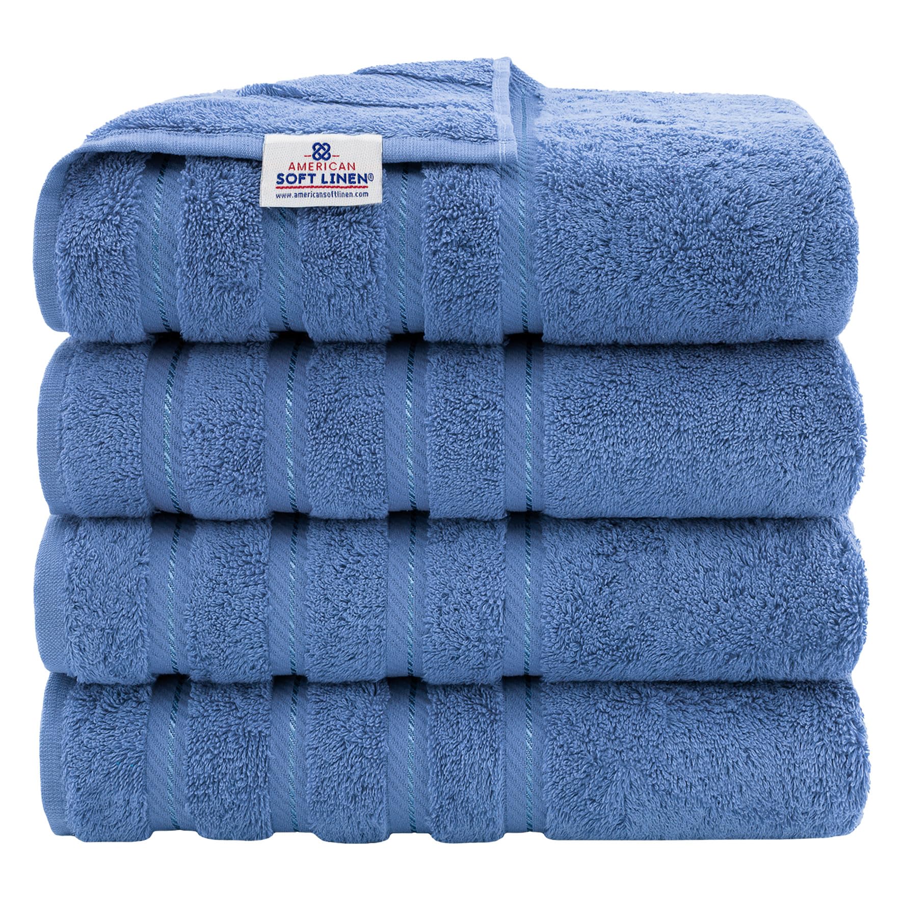 American Soft Linen Luxury 6 Piece Towel Set, 2 Bath Towels 2 Hand Towel 2 Washcloths, 600 GSM 100% Cotton Turkish Towels for Bathroom, Light Grey Towel Sets