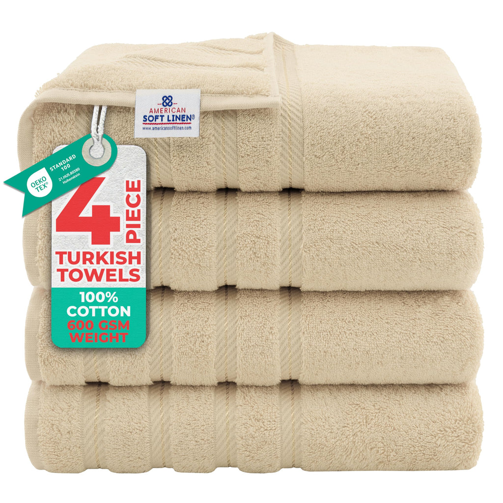 American Soft Linen Luxury 6 Piece Towel Set, 2 Bath Towels 2 Hand Towel 2 Washcloths, 600 GSM 100% Cotton Turkish Towels for Bathroom, Black Towel Sets