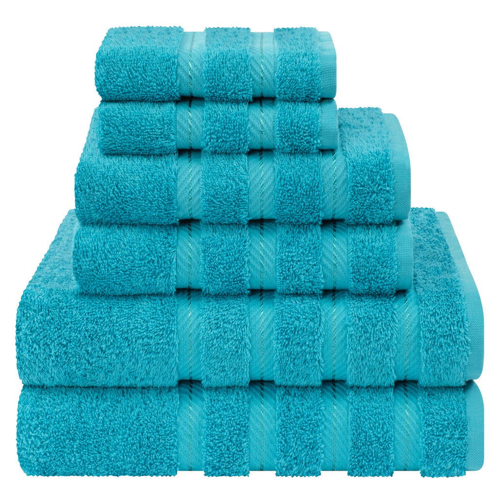 American Soft Linen Luxury 6 Piece Towel Set, 2 Bath Towels 2 Hand Towel 2 Washcloths, 600 GSM 100% Cotton Turkish Towels for Bathroom, Black Towel Sets