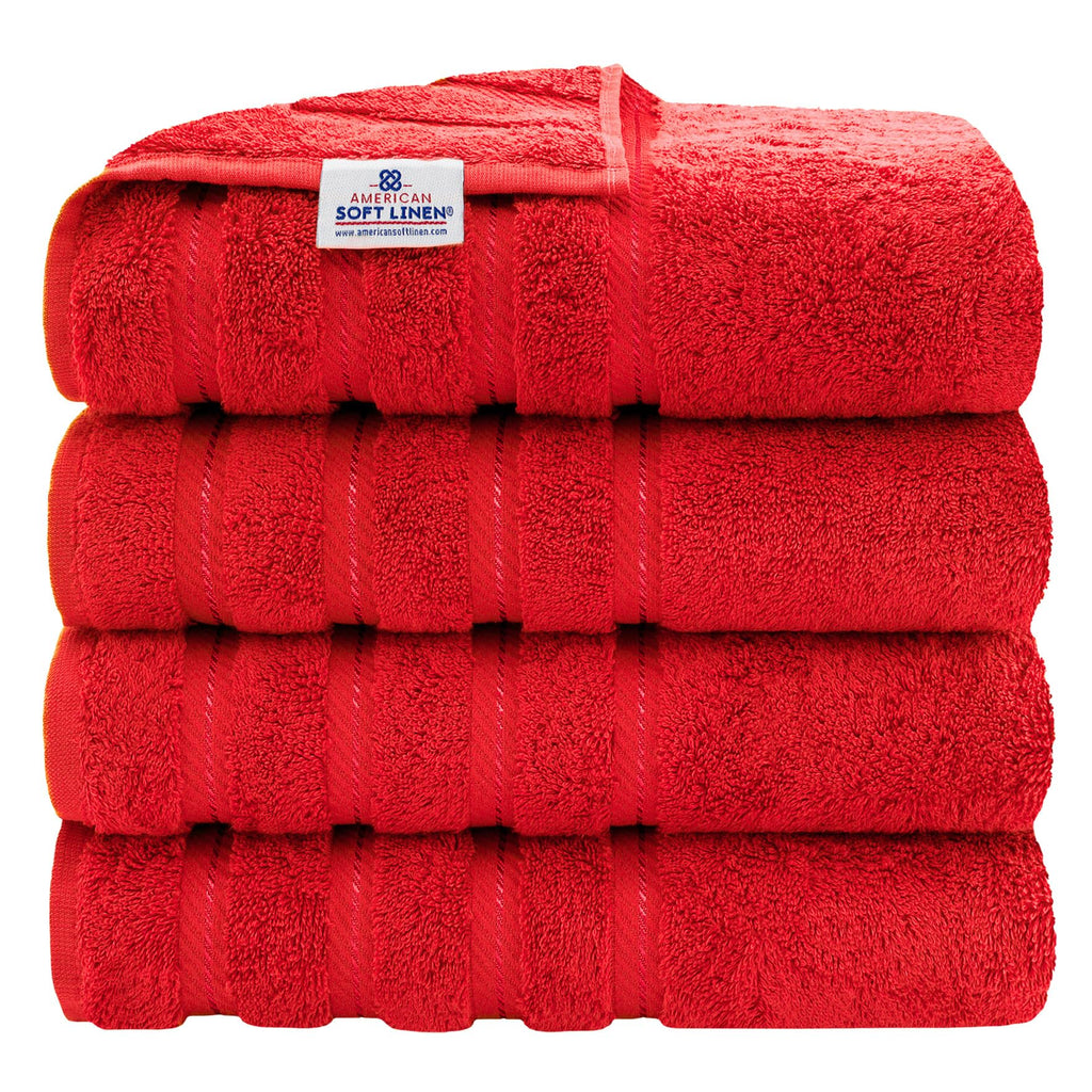 American Soft Linen Luxury 6 Piece Towel Set, 2 Bath Towels 2 Hand Towel 2 Washcloths, 600 GSM 100% Cotton Turkish Towels for Bathroom, Light Grey Towel Sets