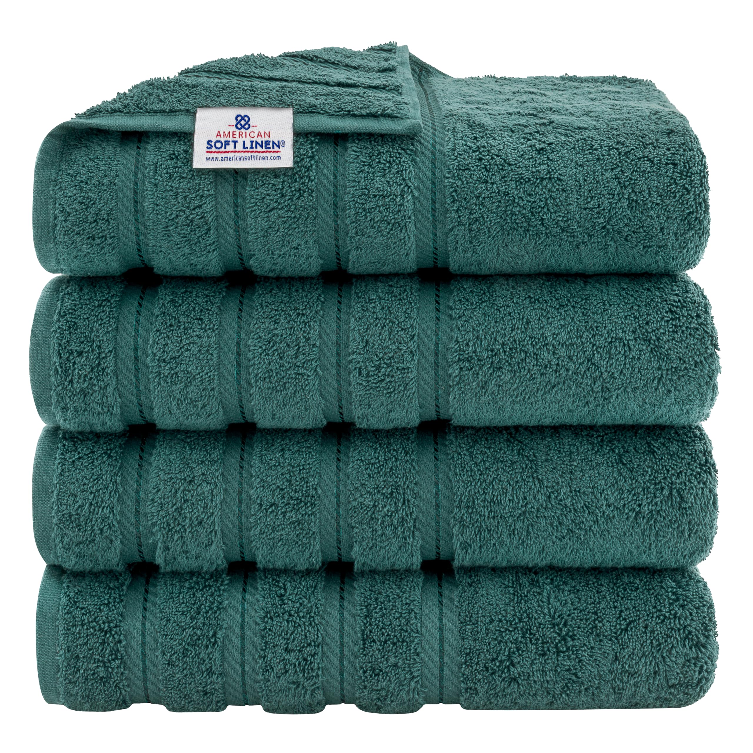 American Soft Linen Luxury 6 Piece Towel Set, 2 Bath Towels 2 Hand Towel 2 Washcloths, 600 GSM 100% Cotton Turkish Towels for Bathroom, Light Grey Towel Sets