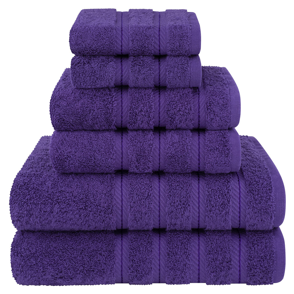 American Soft Linen Luxury 6 Piece Towel Set, 2 Bath Towels 2 Hand Towel 2 Washcloths, 600 GSM 100% Cotton Turkish Towels for Bathroom, Light Grey Towel Sets