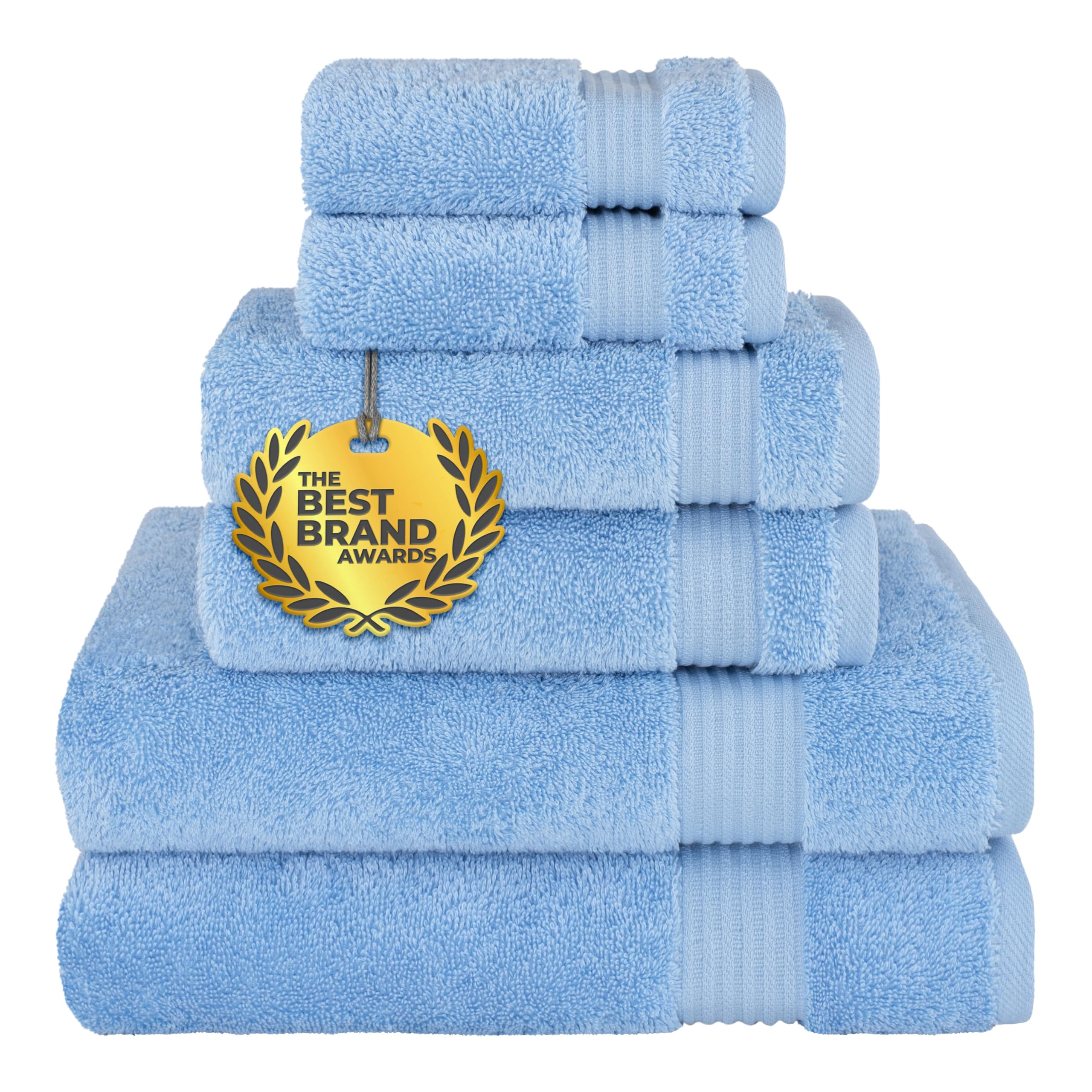Cotton Paradise 100% Cotton Turkish Towel Set, Soft Absorbent Quick Dry, 6 Piece Towel Set, Navy Blue
