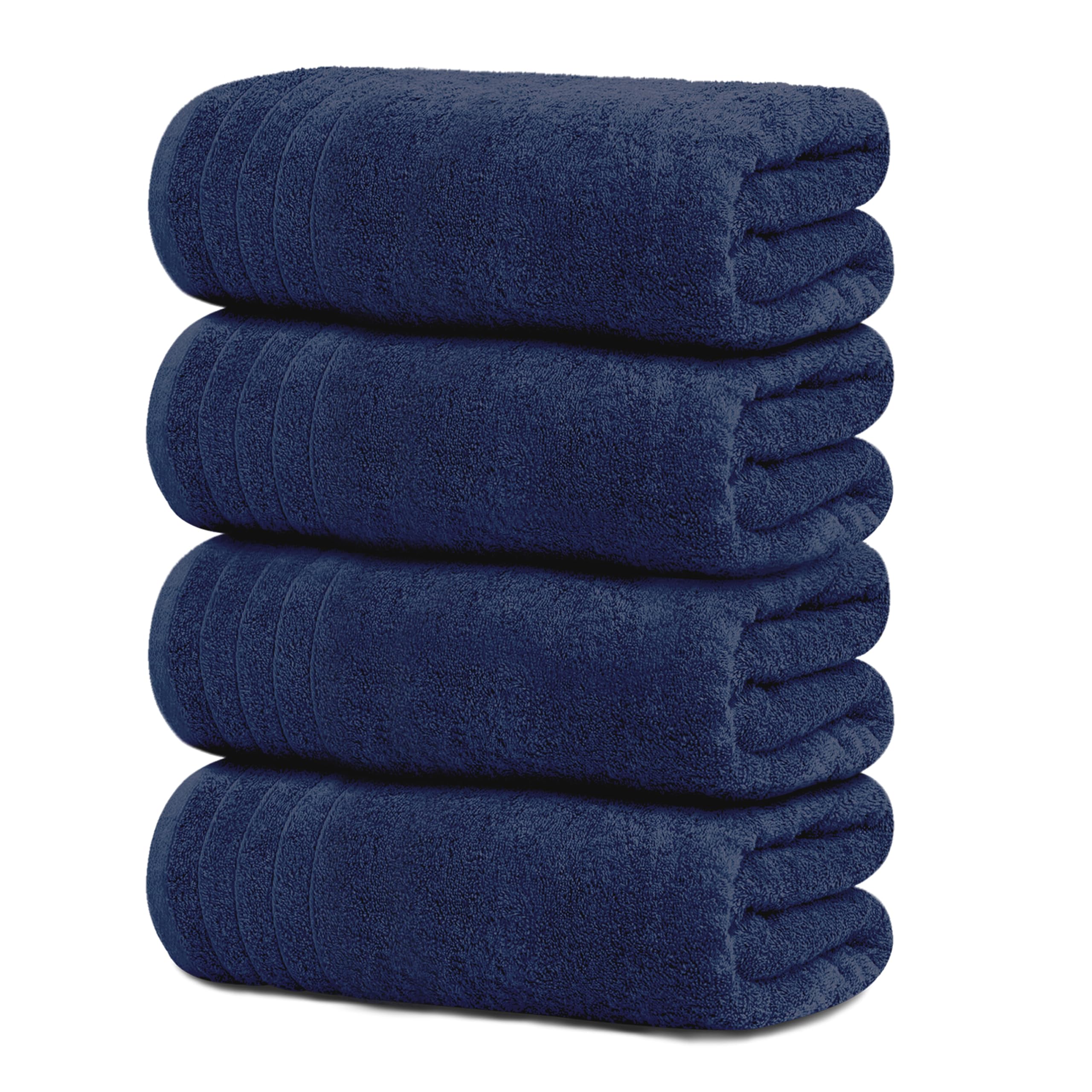 Tens Towels 4 Pack Dark Grey 100% Cotton Extra Large Bath Towels 30×60 Inch Quick Dry Soft Towels