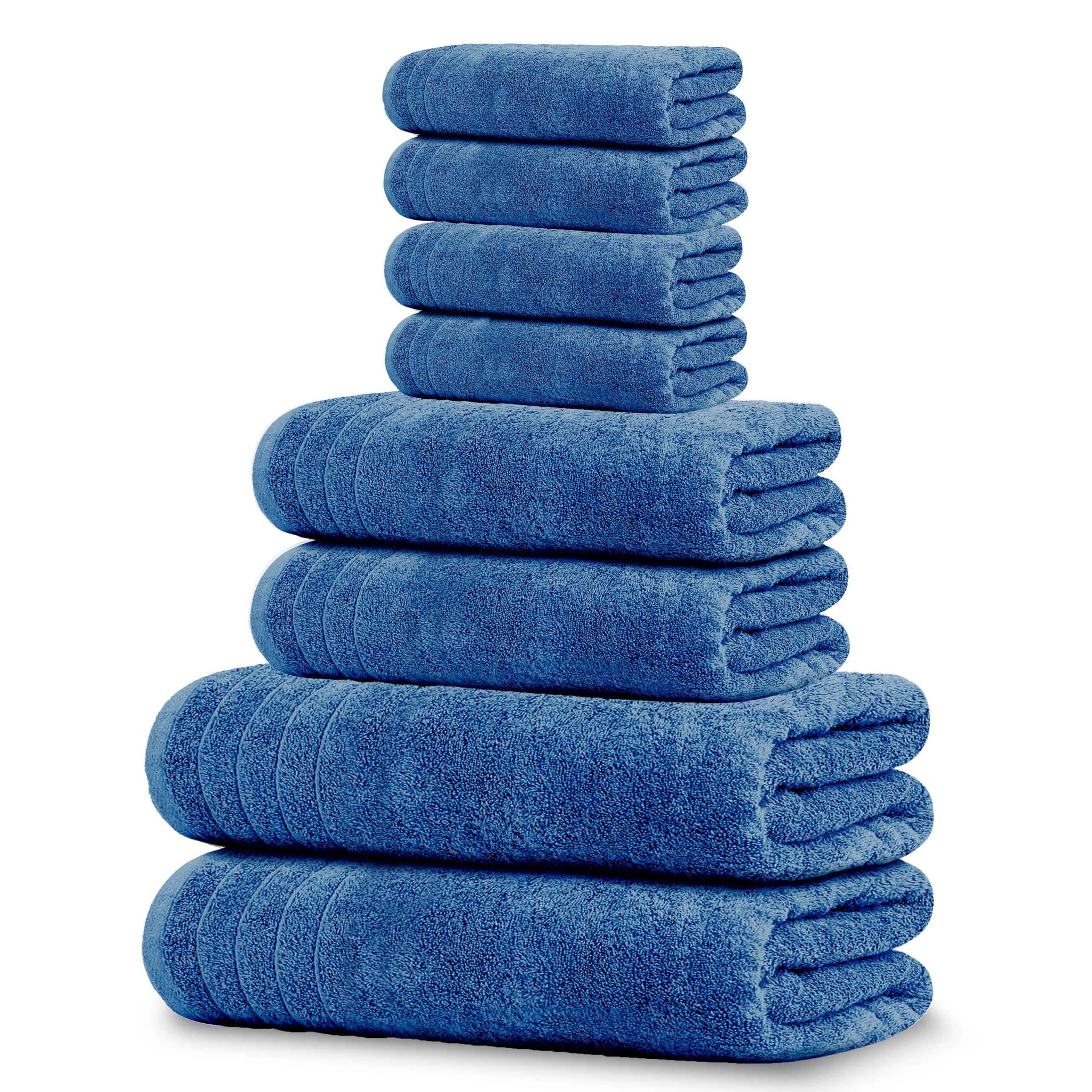 Tens Towels Pack of 8 Towels Set, 2 Extra Large Bath, 2 Hand, 4 Washcloths, 100% Cotton, Lighter Weight, Quicker to Dry, Super Absorbent, Perfect for Bathroom, Dark Grey