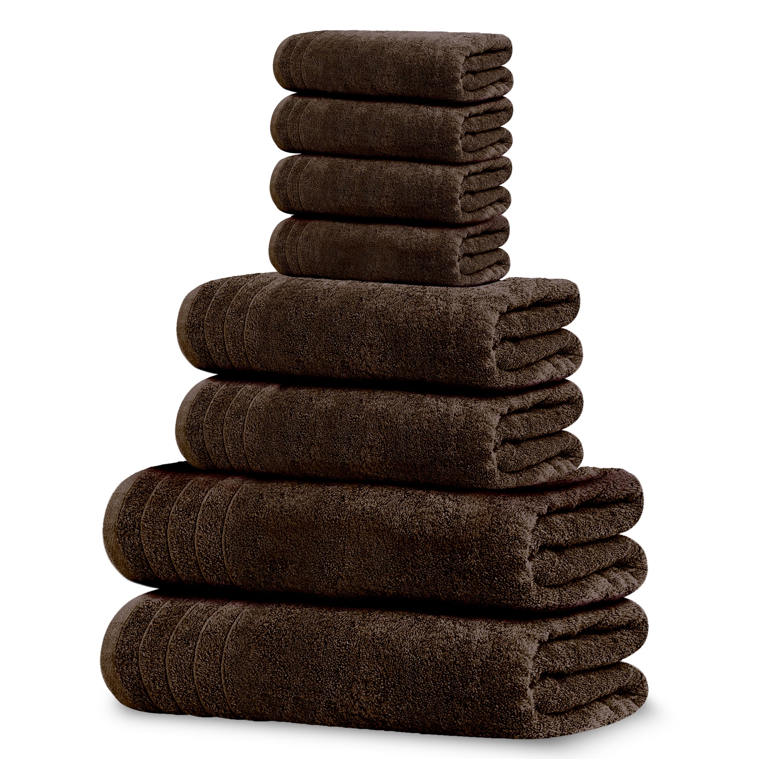 Tens Towels Pack of 8 Towels Set, 2 Extra Large Bath, 2 Hand, 4 Washcloths, 100% Cotton, Lighter Weight, Quicker to Dry, Super Absorbent, Perfect for Bathroom, Dark Grey
