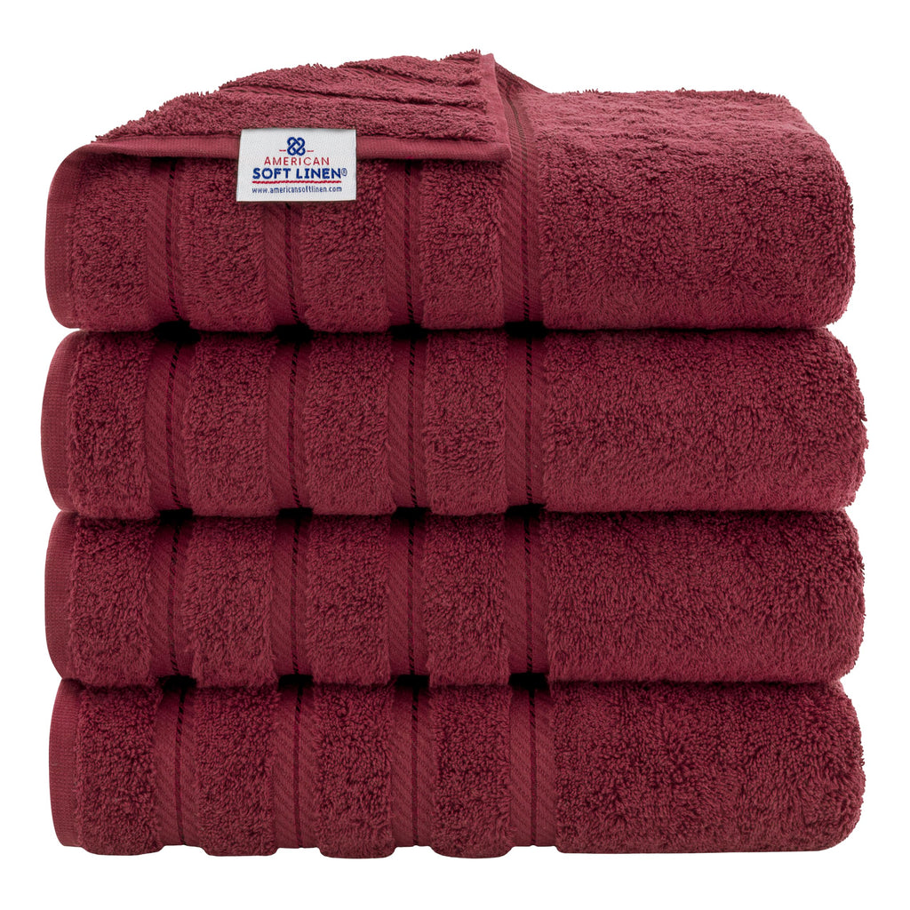American Soft Linen Luxury 6 Piece Towel Set, 2 Bath Towels 2 Hand Towel 2 Washcloths, 600 GSM 100% Cotton Turkish Towels for Bathroom, Black Towel Sets