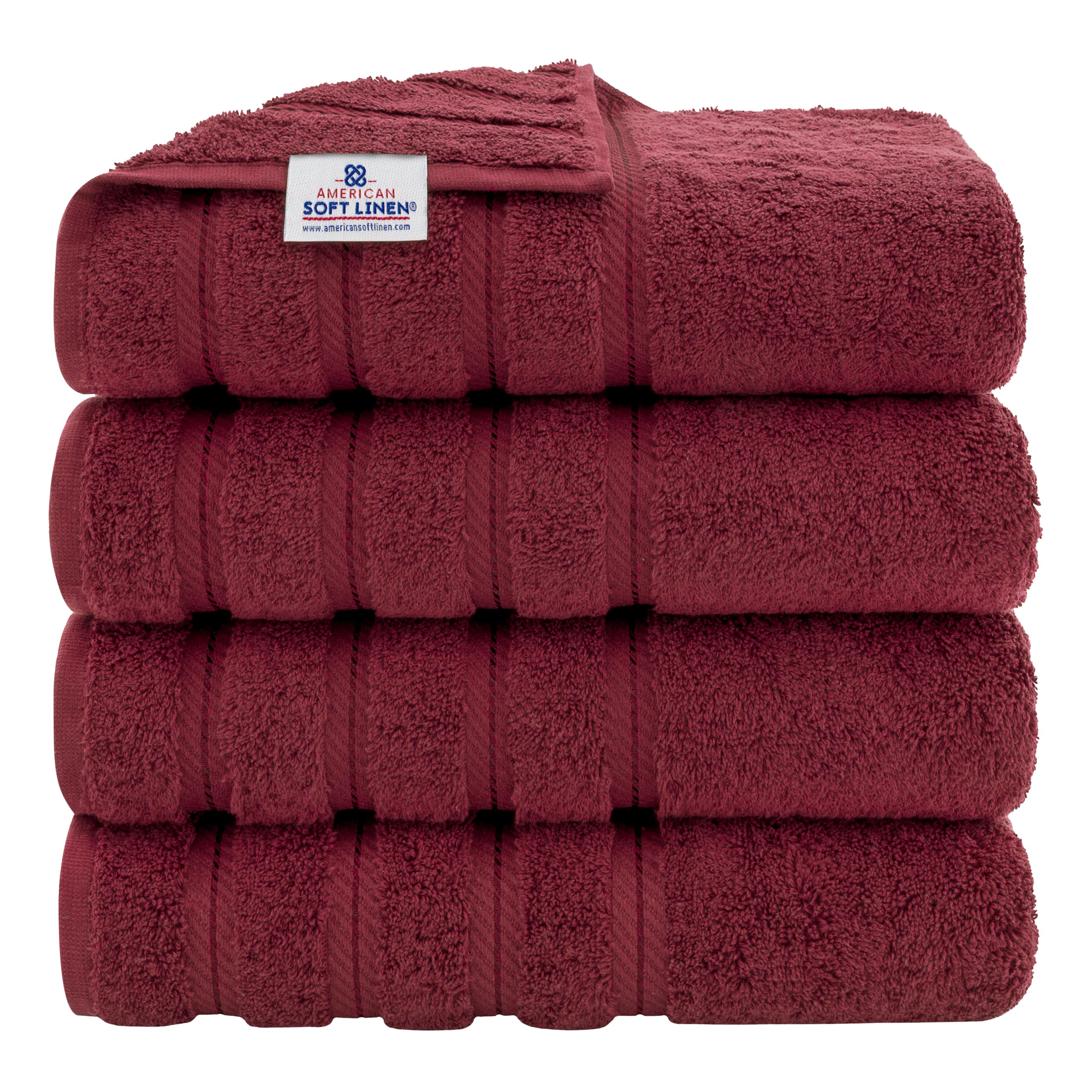 American Soft Linen Luxury 6 Piece Towel Set, 2 Bath Towels 2 Hand Towel 2 Washcloths, 600 GSM 100% Cotton Turkish Towels for Bathroom, Light Grey Towel Sets