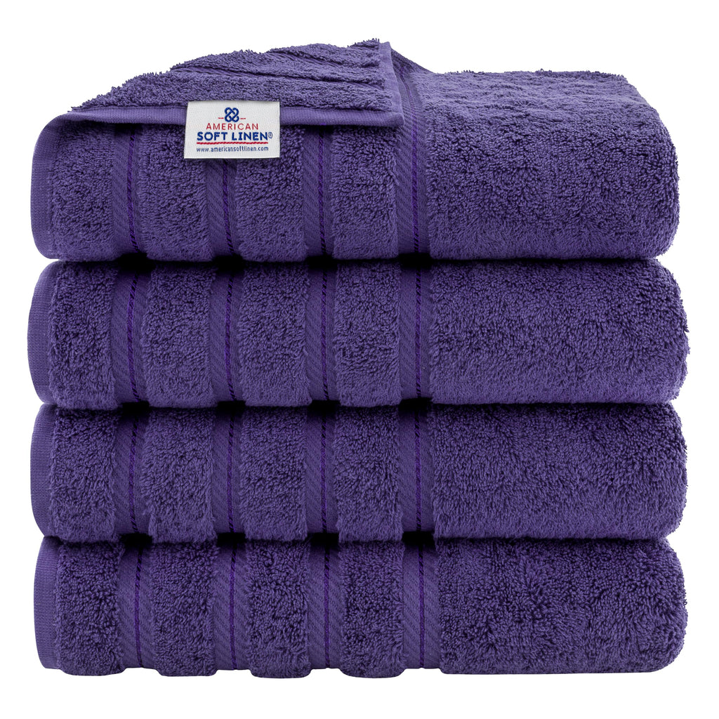American Soft Linen Luxury 6 Piece Towel Set, 2 Bath Towels 2 Hand Towel 2 Washcloths, 600 GSM 100% Cotton Turkish Towels for Bathroom, Light Grey Towel Sets