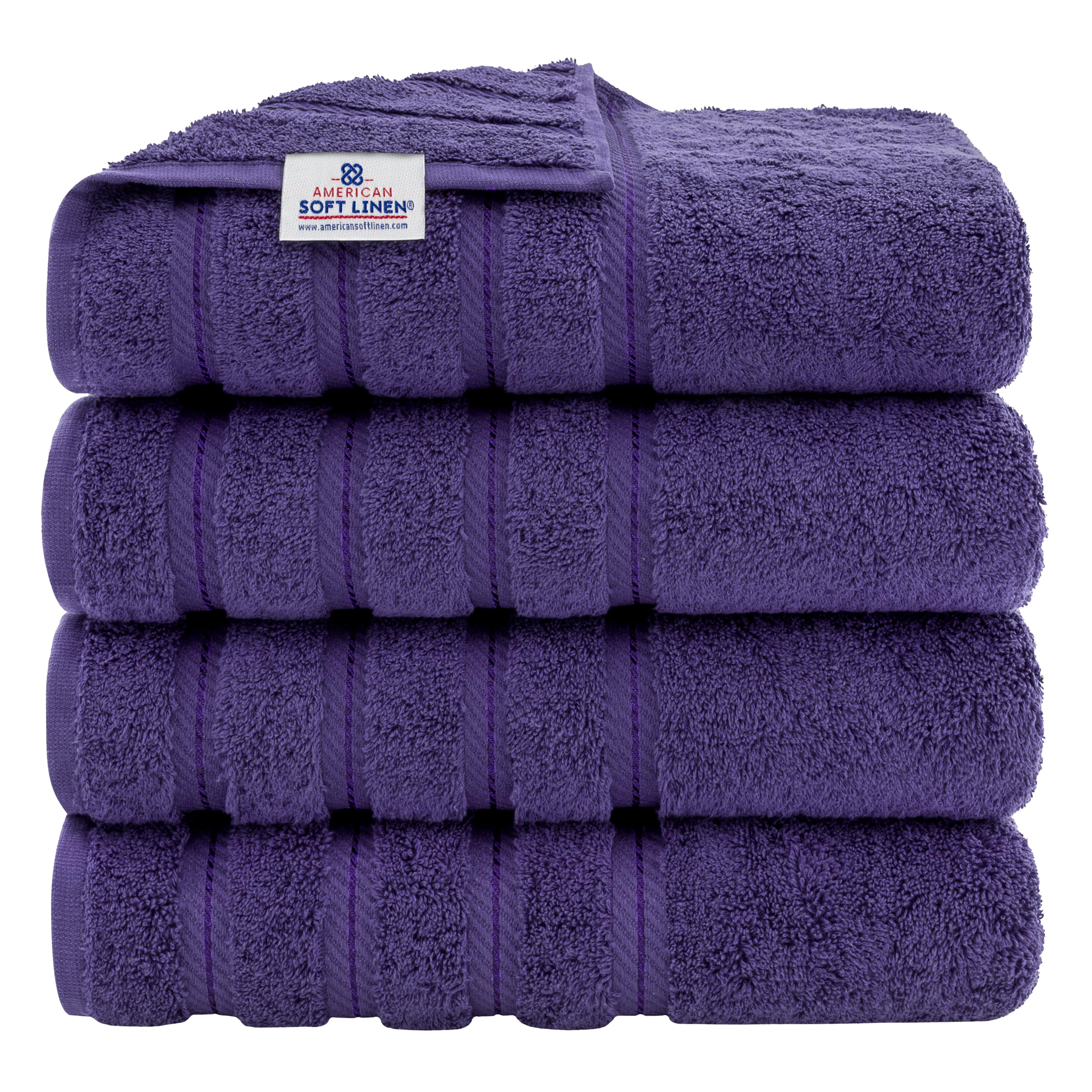 American Soft Linen Luxury 6 Piece Towel Set, 2 Bath Towels 2 Hand Towel 2 Washcloths, 600 GSM 100% Cotton Turkish Towels for Bathroom, Light Grey Towel Sets