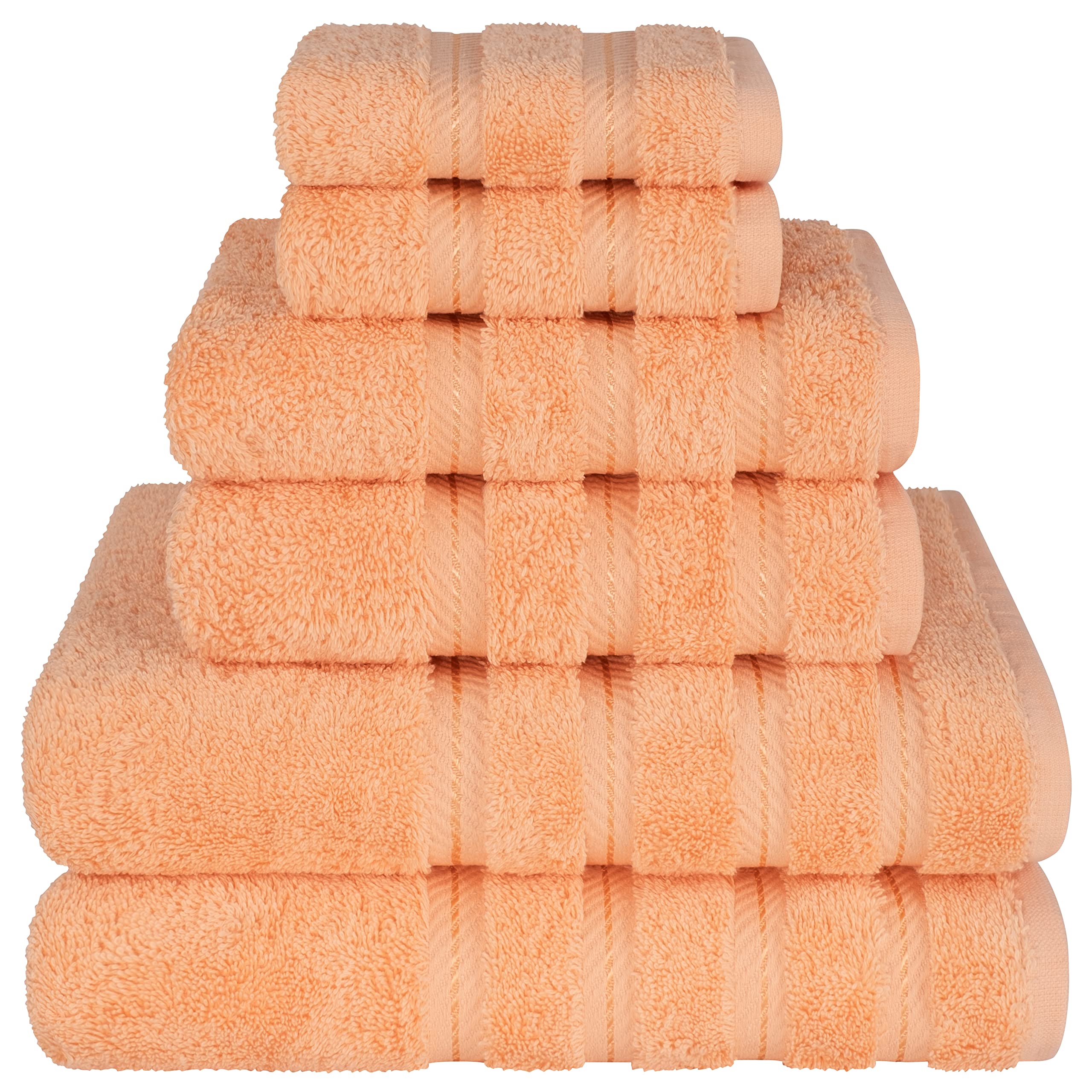 American Soft Linen Luxury 6 Piece Towel Set, 2 Bath Towels 2 Hand Towel 2 Washcloths, 600 GSM 100% Cotton Turkish Towels for Bathroom, Light Grey Towel Sets