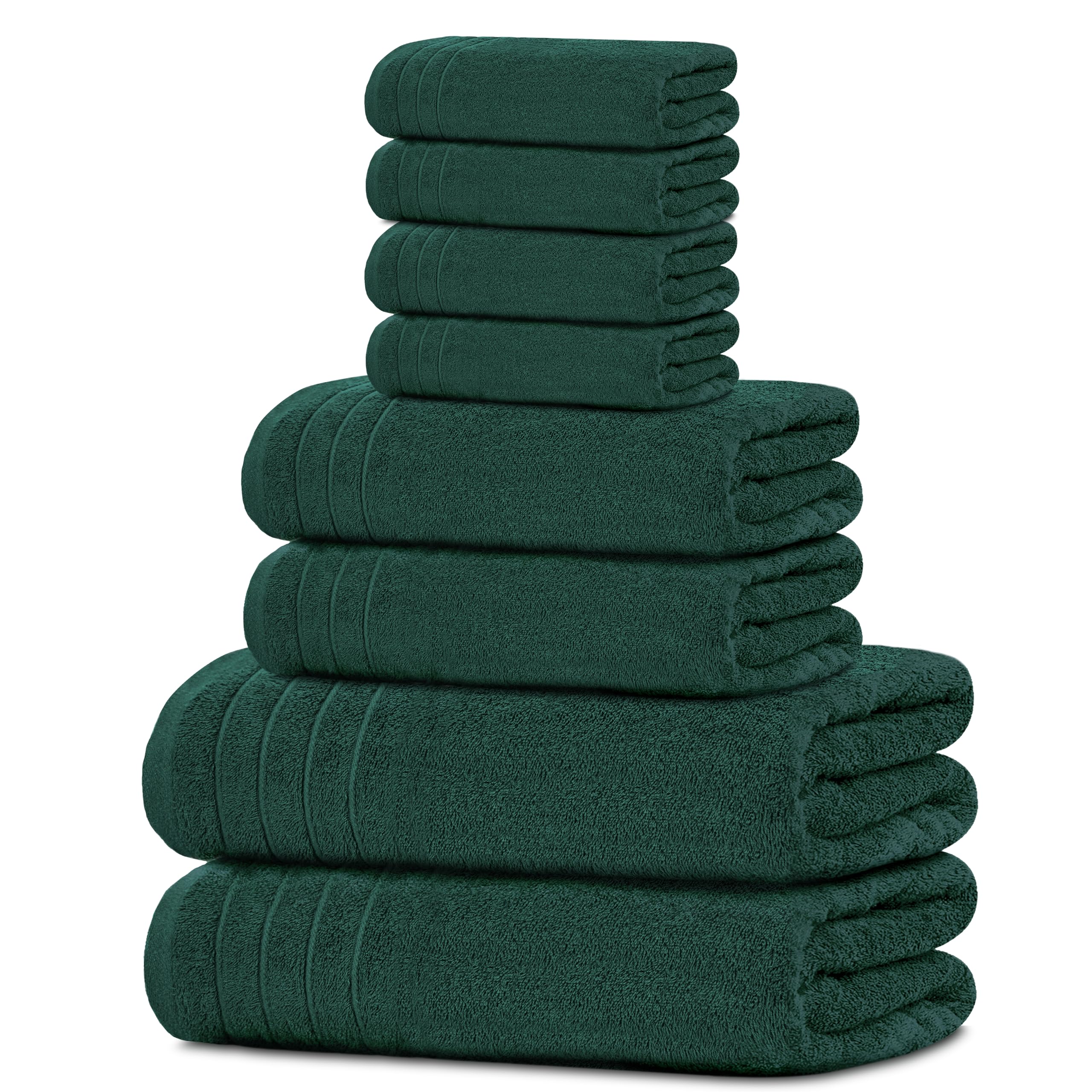Tens Towels Pack of 8 Towels Set, 2 Extra Large Bath, 2 Hand, 4 Washcloths, 100% Cotton, Lighter Weight, Quicker to Dry, Super Absorbent, Perfect for Bathroom, Dark Grey