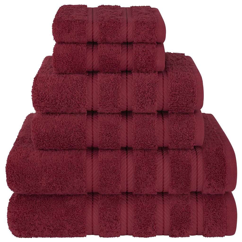 American Soft Linen Luxury 6 Piece Towel Set, 2 Bath Towels 2 Hand Towel 2 Washcloths, 600 GSM 100% Cotton Turkish Towels for Bathroom, Light Grey Towel Sets