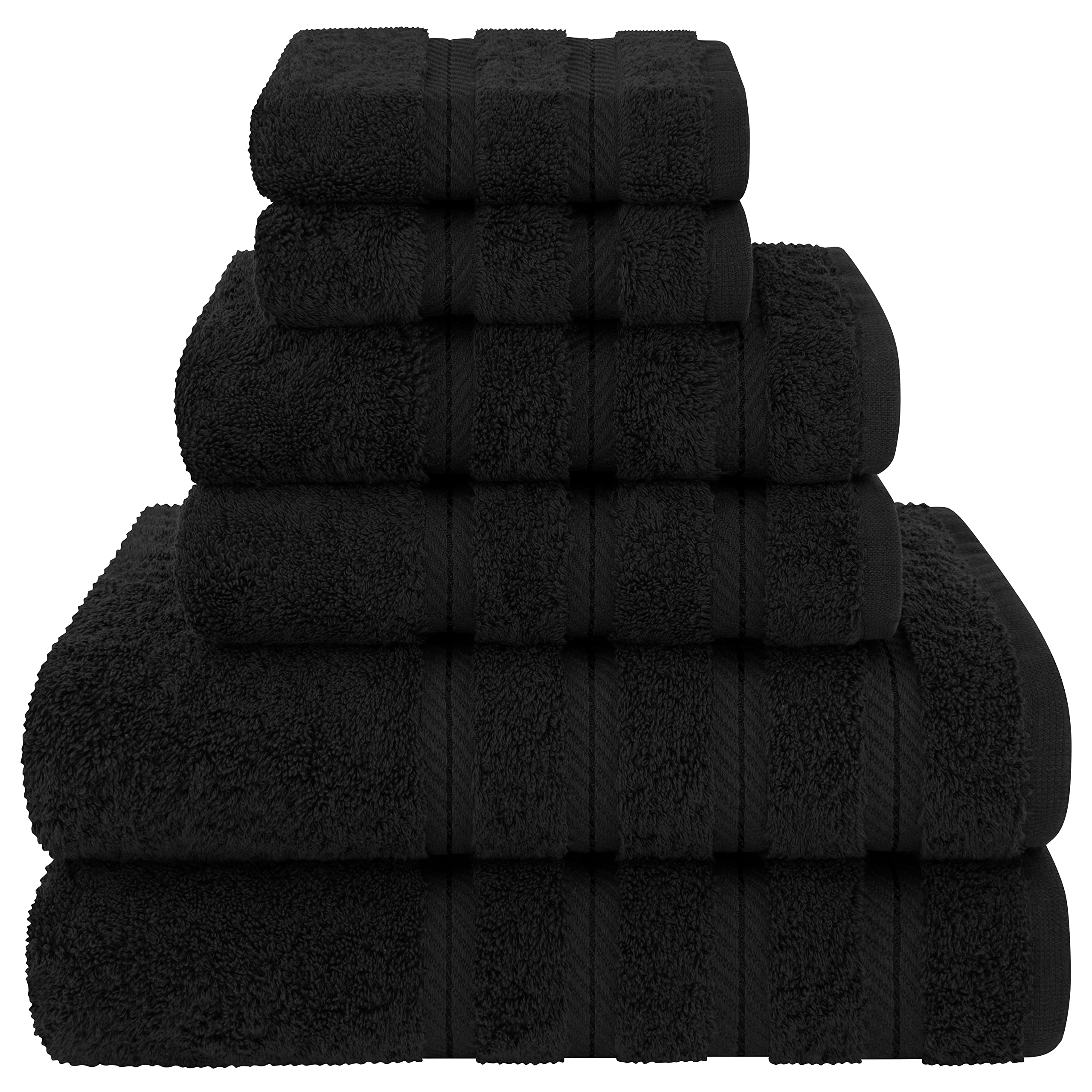 American Soft Linen Luxury 6 Piece Towel Set, 2 Bath Towels 2 Hand Towel 2 Washcloths, 600 GSM 100% Cotton Turkish Towels for Bathroom, Light Grey Towel Sets