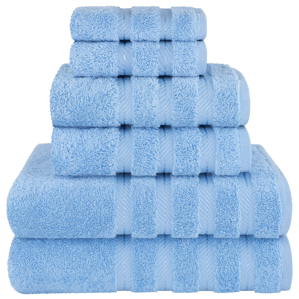 American Soft Linen Luxury 6 Piece Towel Set, 2 Bath Towels 2 Hand Towel 2 Washcloths, 600 GSM 100% Cotton Turkish Towels for Bathroom, Light Grey Towel Sets