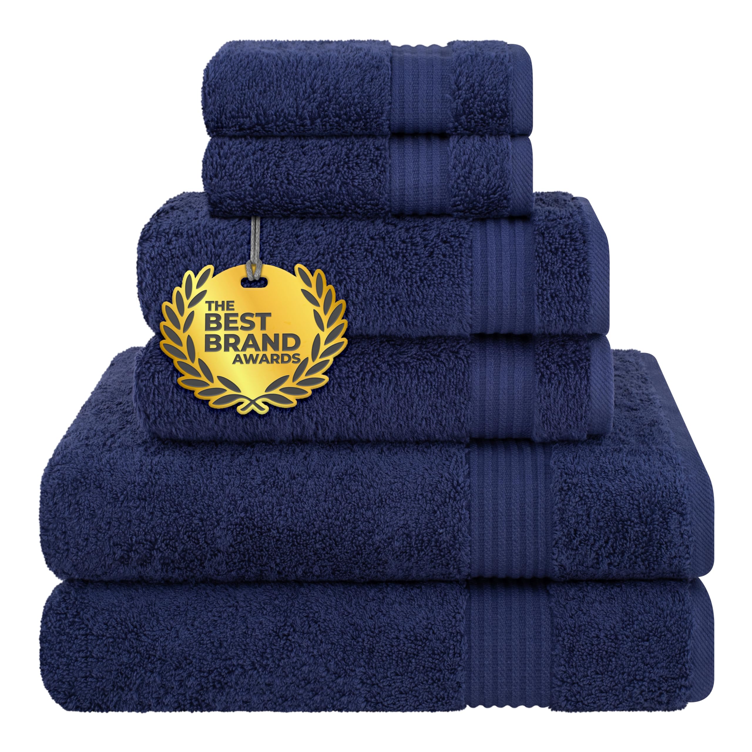 Cotton Paradise 100% Cotton Turkish Towel Set, Soft Absorbent Quick Dry, 6 Piece Towel Set, Snow White