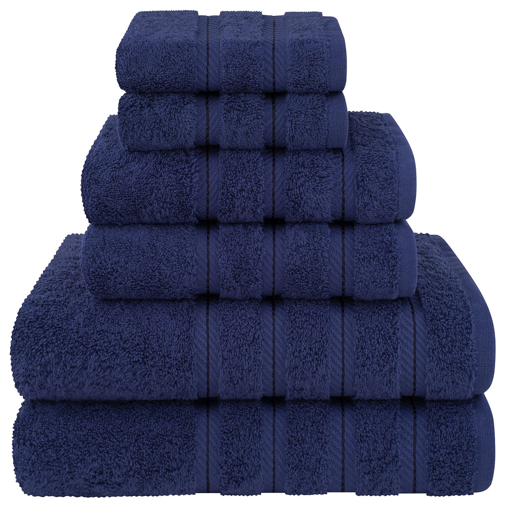 American Soft Linen Luxury 6 Piece Towel Set, 2 Bath Towels 2 Hand Towel 2 Washcloths, 600 GSM 100% Cotton Turkish Towels for Bathroom, Light Grey Towel Sets