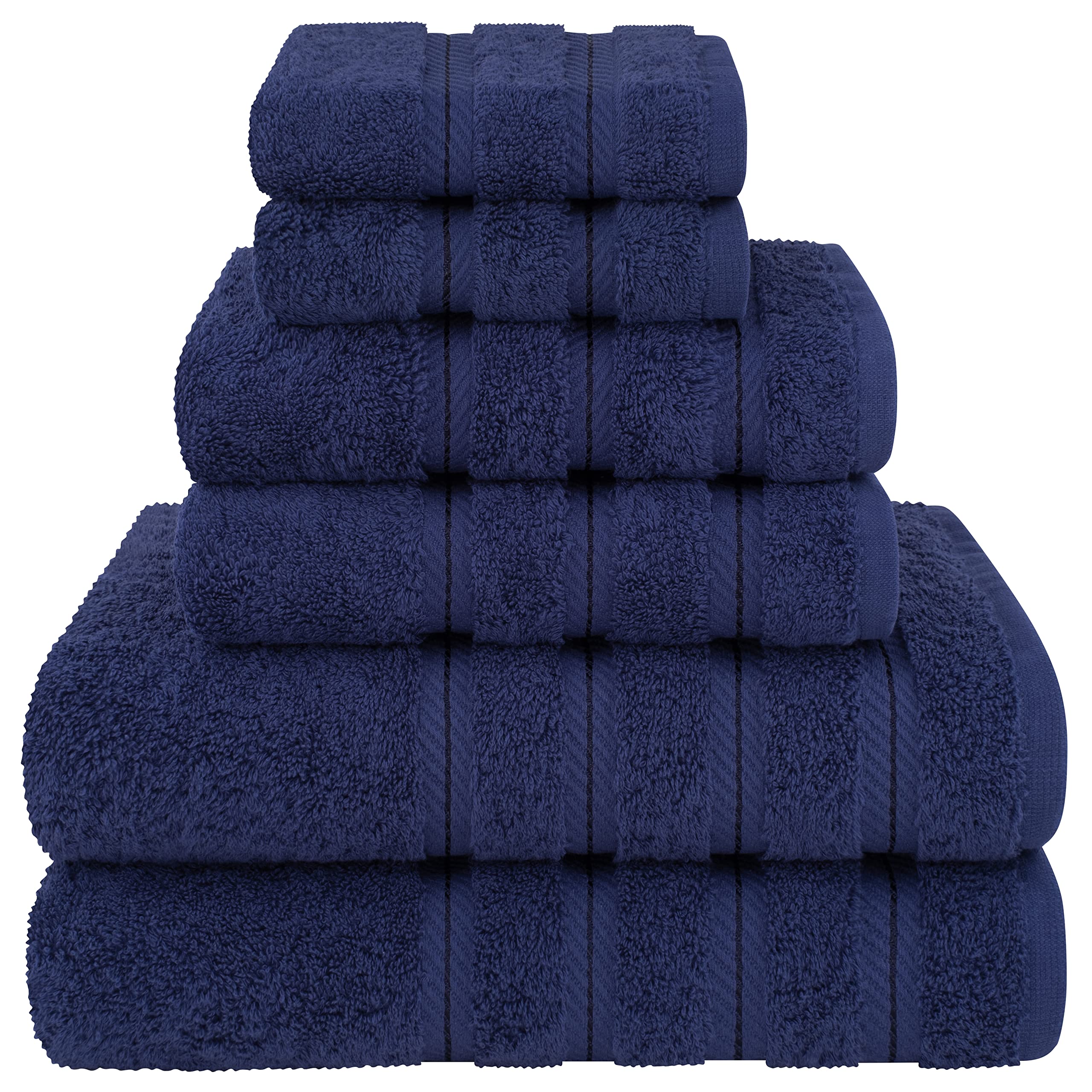 American Soft Linen Luxury 6 Piece Towel Set, 2 Bath Towels 2 Hand Towel 2 Washcloths, 600 GSM 100% Cotton Turkish Towels for Bathroom, Light Grey Towel Sets