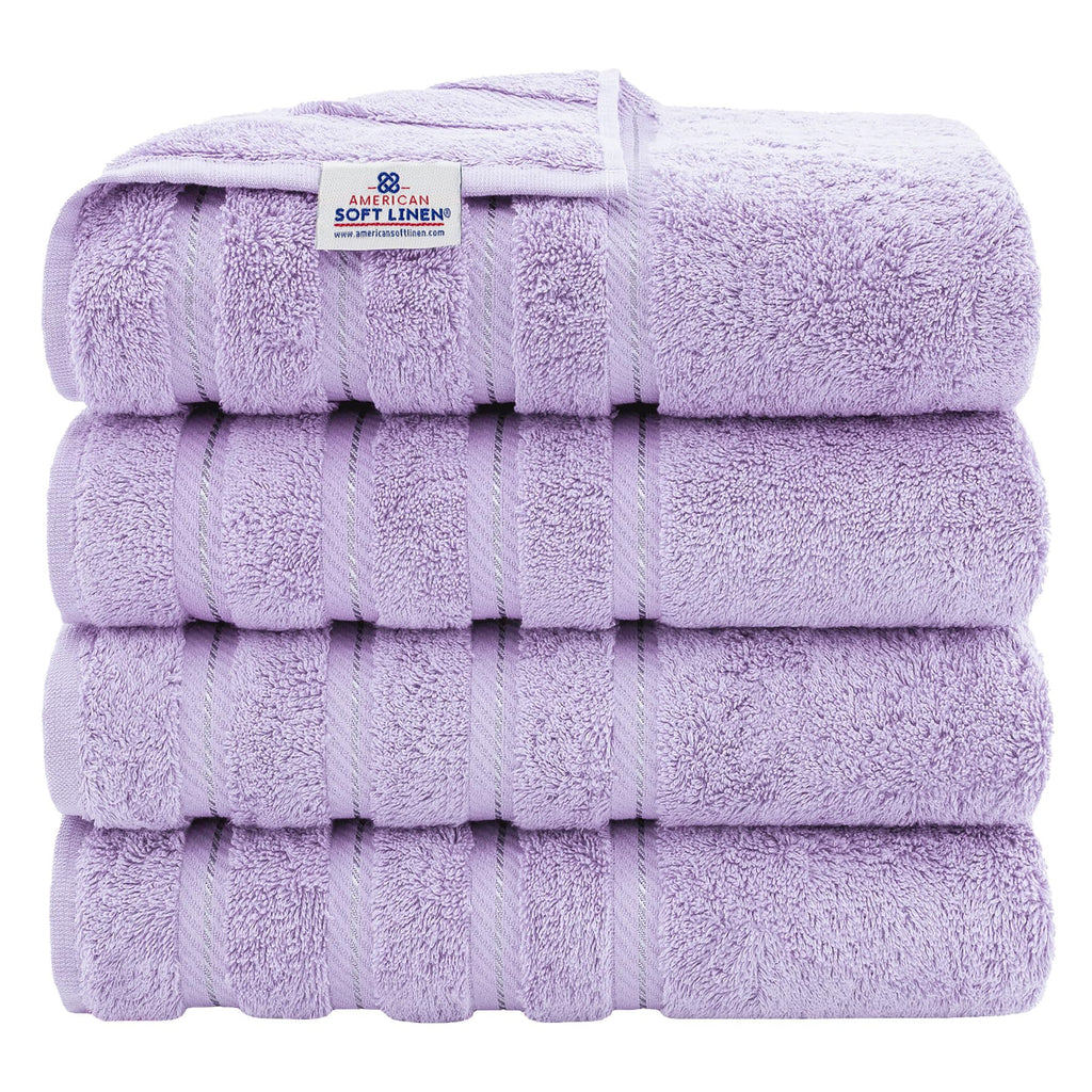 American Soft Linen Luxury 6 Piece Towel Set, 2 Bath Towels 2 Hand Towel 2 Washcloths, 600 GSM 100% Cotton Turkish Towels for Bathroom, Black Towel Sets