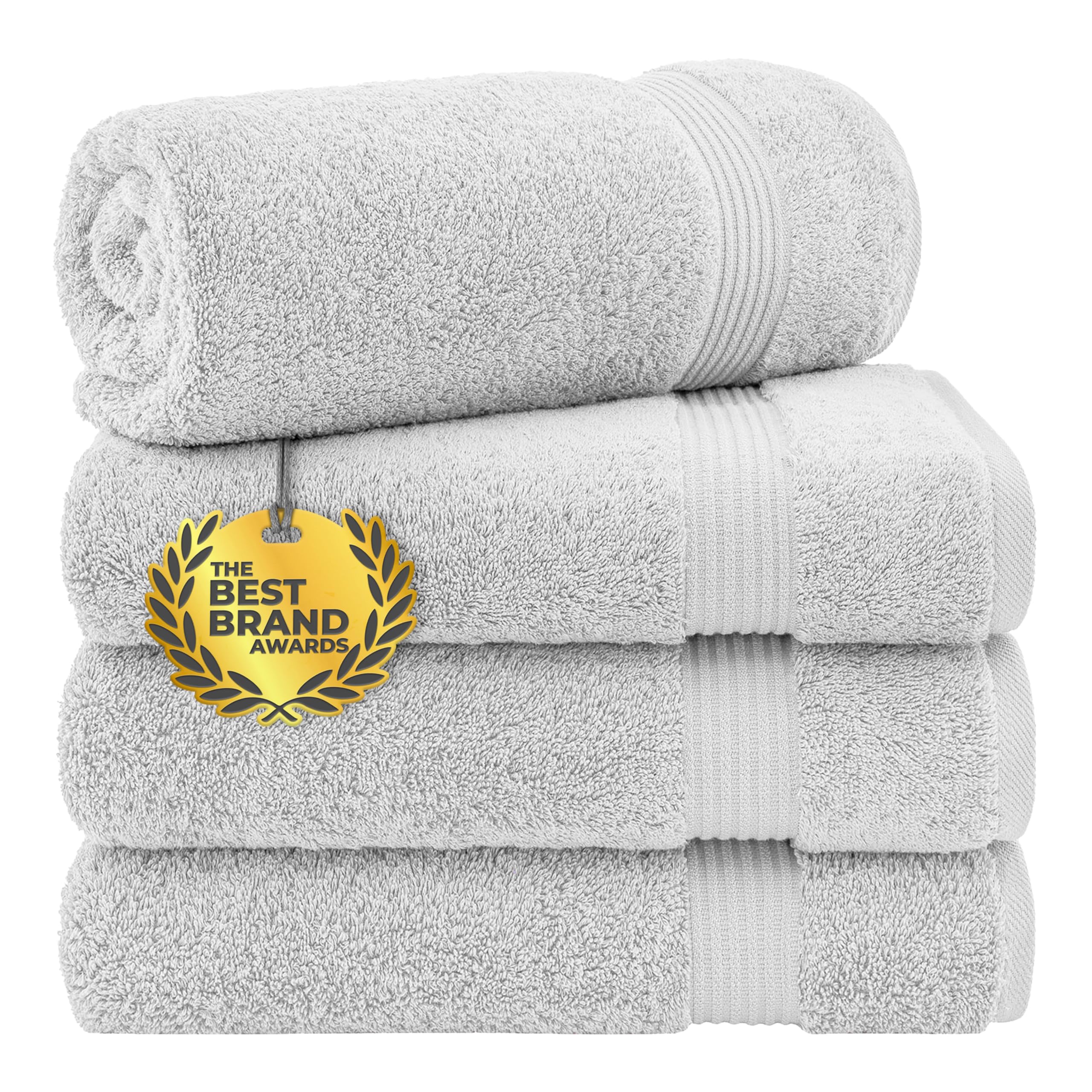 Cotton Paradise 100% Cotton Turkish Towel Set, Soft Absorbent Quick Dry, 6 Piece Towel Set, Snow White
