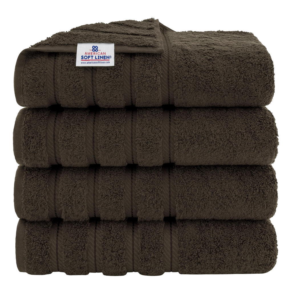 American Soft Linen Luxury 4 Piece Bath Towel Set, 600 GSM 100% Cotton Turkish Bath Towels for Bathroom, 27x54 in Large Bathroom Shower Towels, Dark Gray