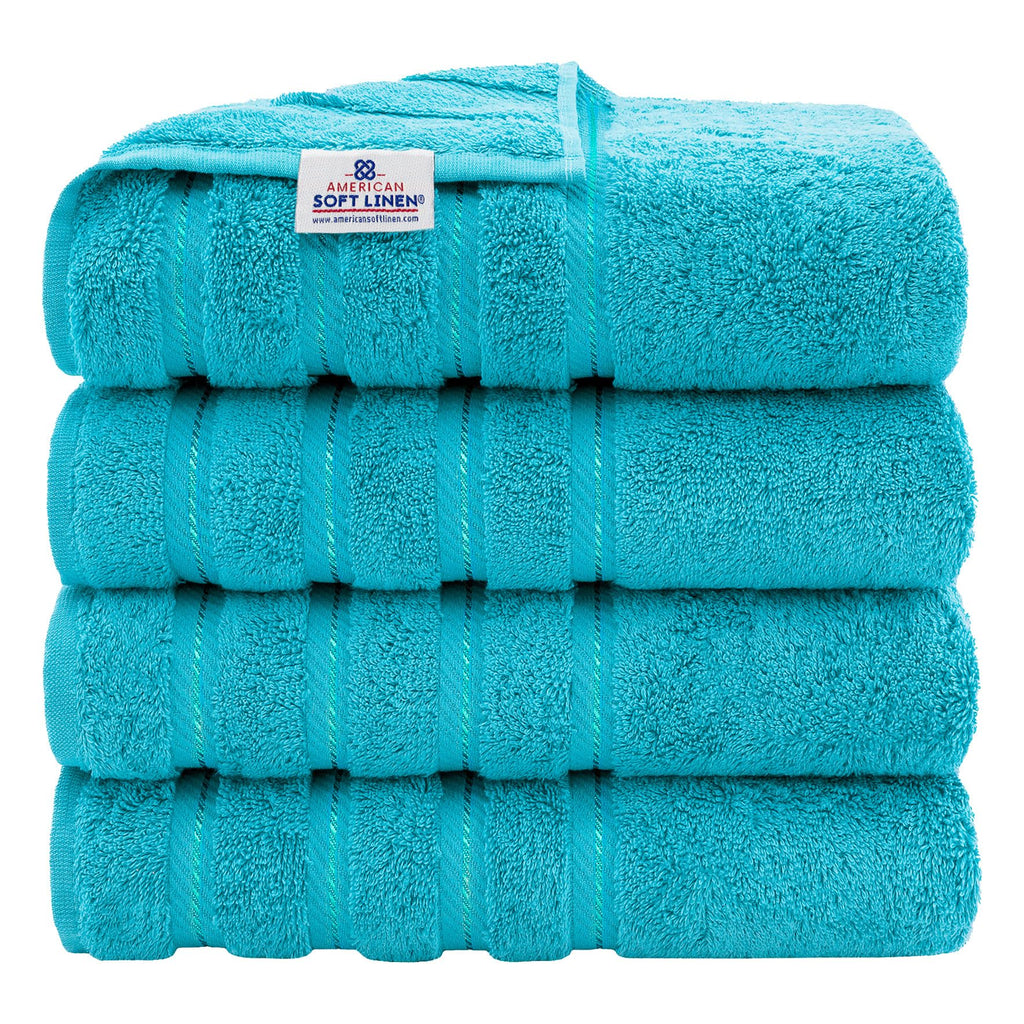 American Soft Linen Luxury 6 Piece Towel Set, 2 Bath Towels 2 Hand Towel 2 Washcloths, 600 GSM 100% Cotton Turkish Towels for Bathroom, Black Towel Sets