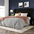 Black Full Size Velvet Platform Bed Frame, Wingback Tufted Headboard with Wooden Slats, No Box Spring Needed