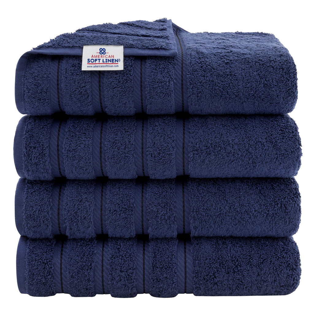 American Soft Linen Luxury 6 Piece Towel Set, 2 Bath Towels 2 Hand Towel 2 Washcloths, 600 GSM 100% Cotton Turkish Towels for Bathroom, Black Towel Sets