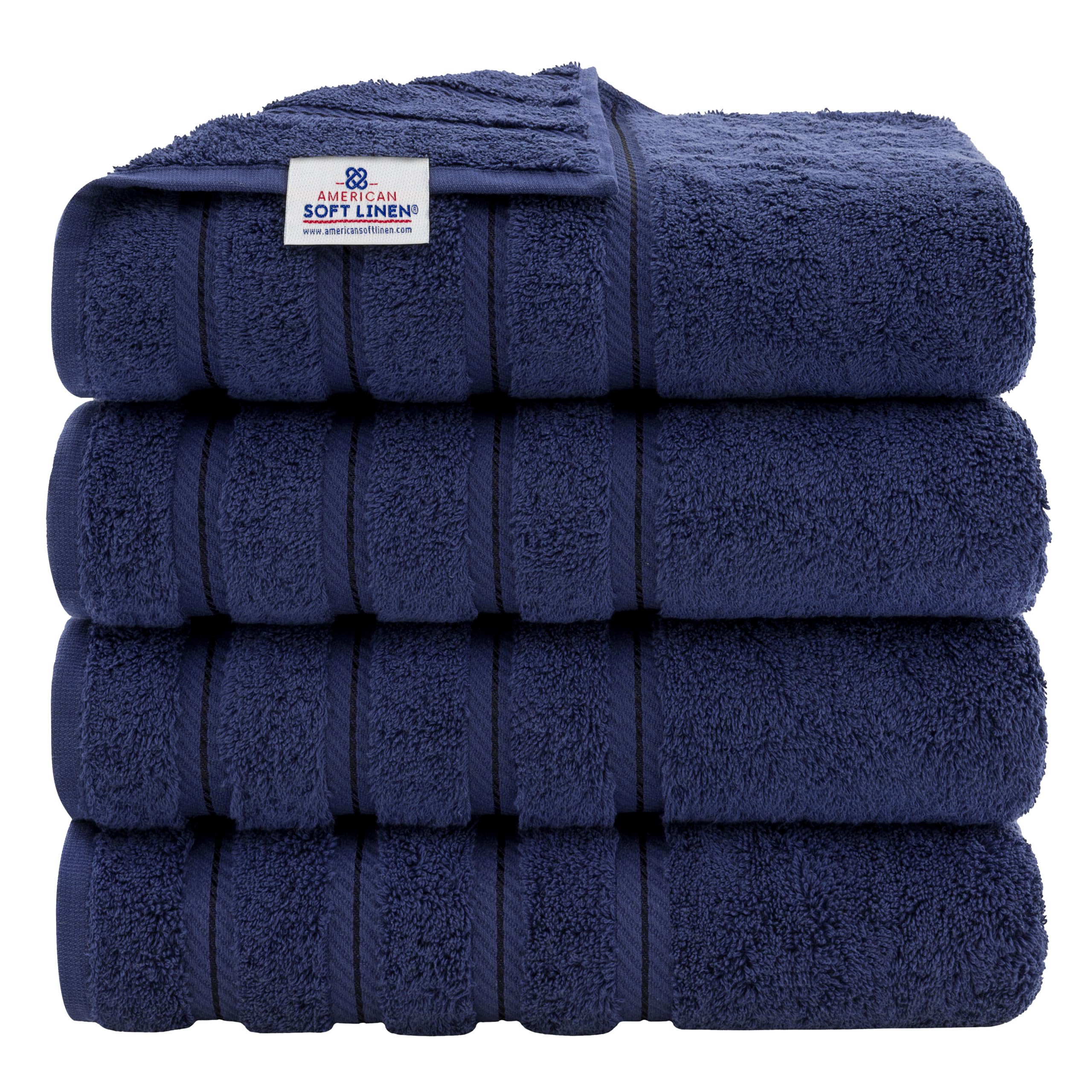 American Soft Linen Luxury 6 Piece Towel Set, 2 Bath Towels 2 Hand Towel 2 Washcloths, 600 GSM 100% Cotton Turkish Towels for Bathroom, Black Towel Sets