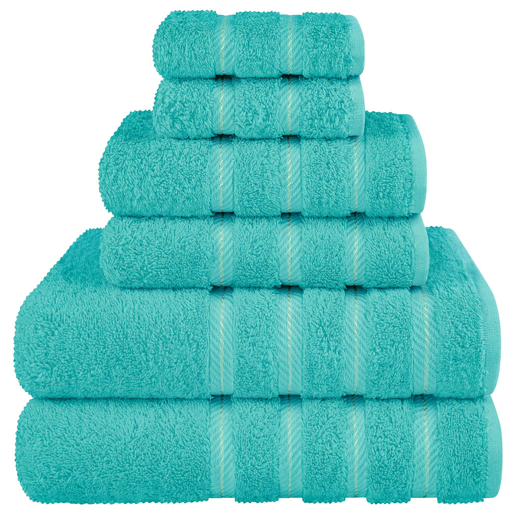 American Soft Linen Luxury 6 Piece Towel Set, 2 Bath Towels 2 Hand Towel 2 Washcloths, 600 GSM 100% Cotton Turkish Towels for Bathroom, Black Towel Sets
